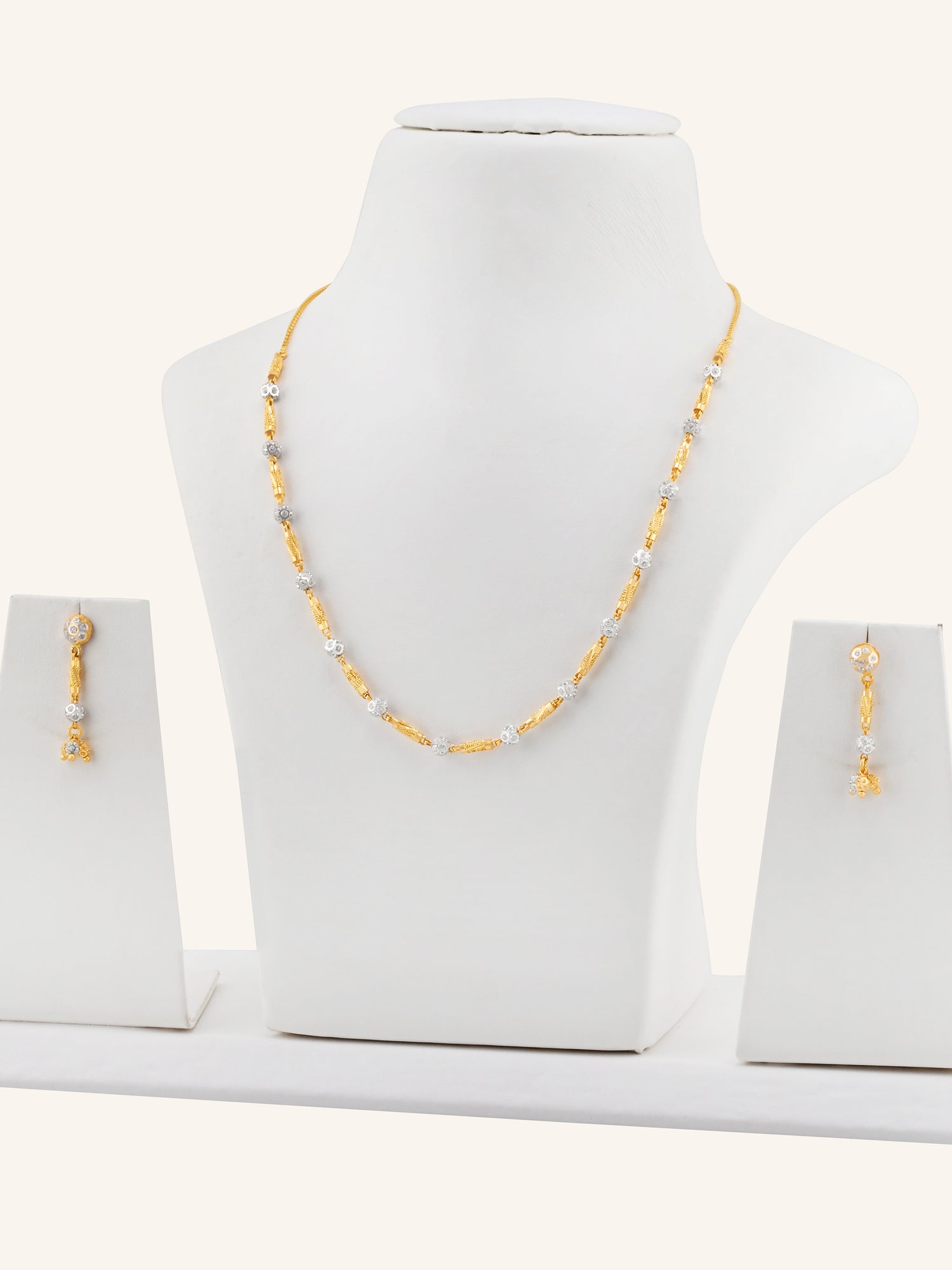 22ct Gold Two-Tone Ball Necklace Set