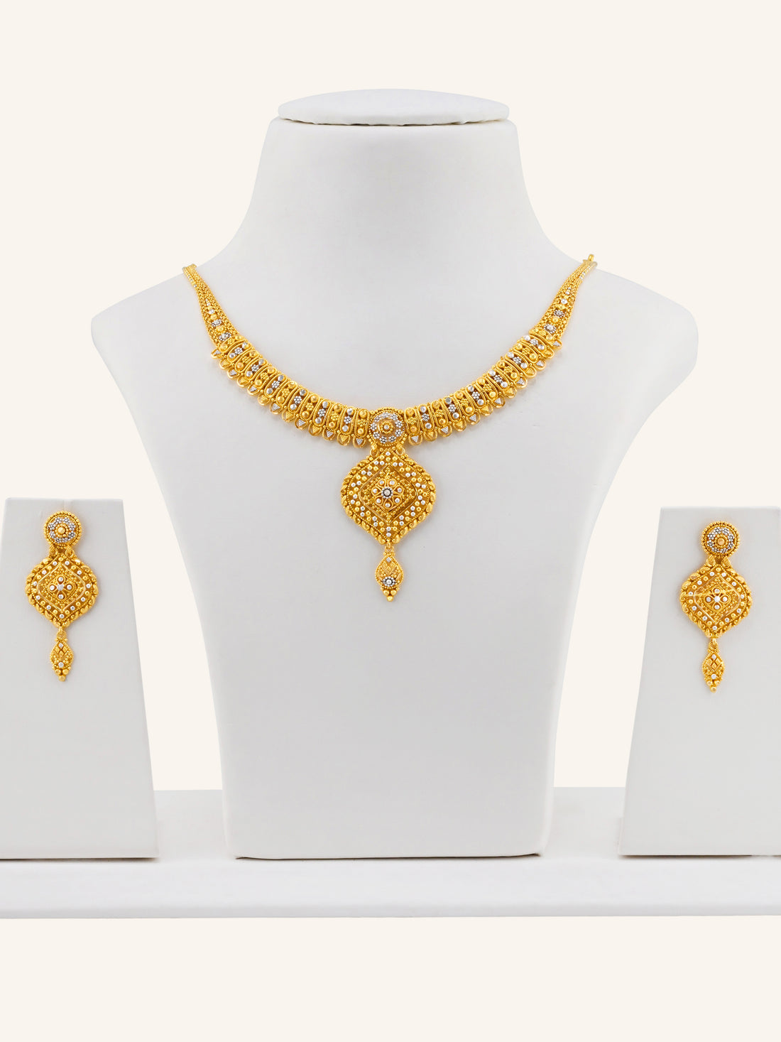 22ct Gold Two-Tone Filigree Necklace Set