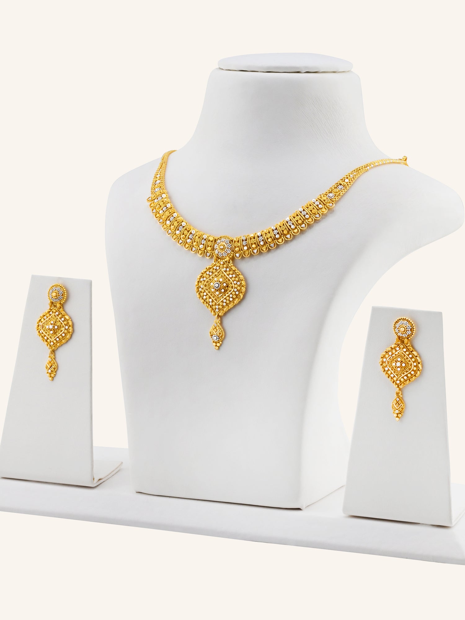 22ct Gold Two-Tone Filigree Necklace Set