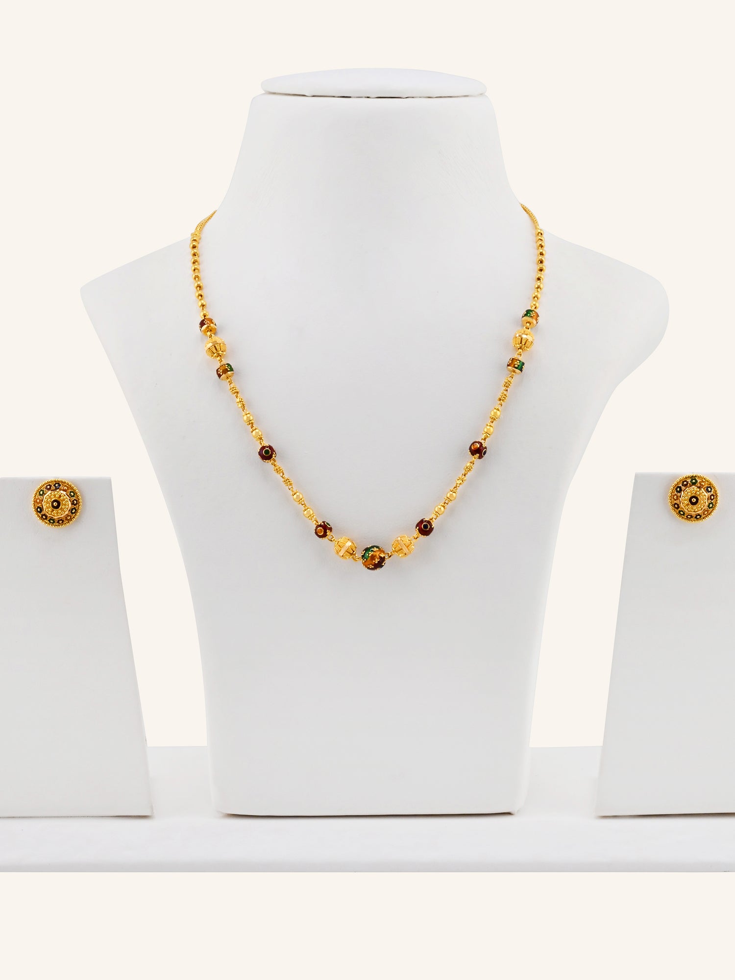 22ct Gold Minakari Ball Necklace Set
