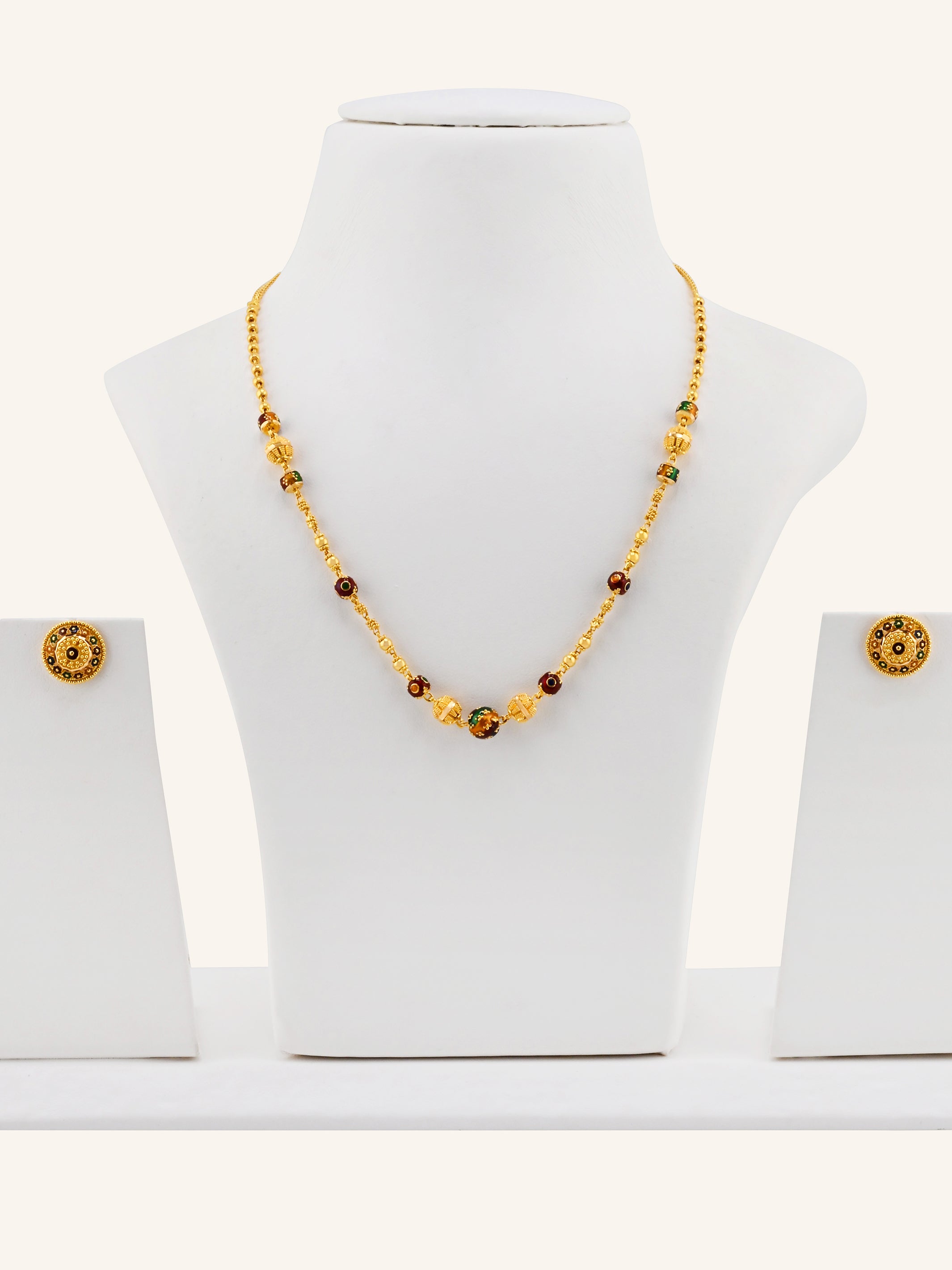 22ct Gold Minakari Ball Necklace Set