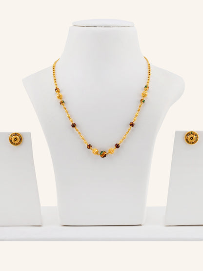 22ct Gold Minakari Ball Necklace Set