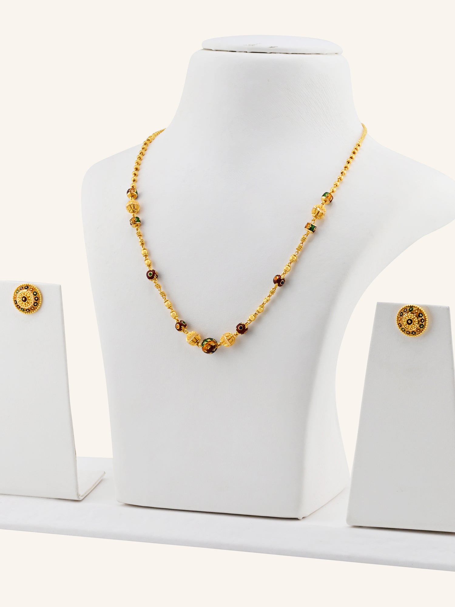 22ct Gold Minakari Ball Necklace Set