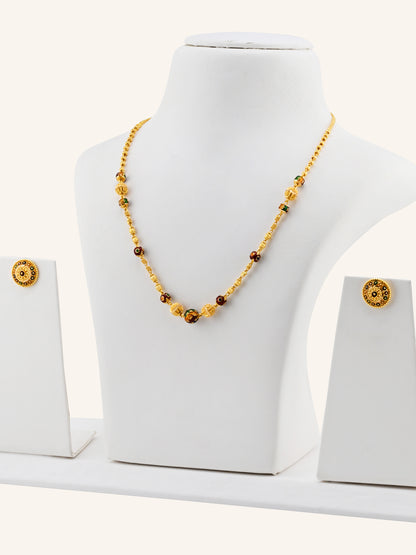 22ct Gold Minakari Ball Necklace Set