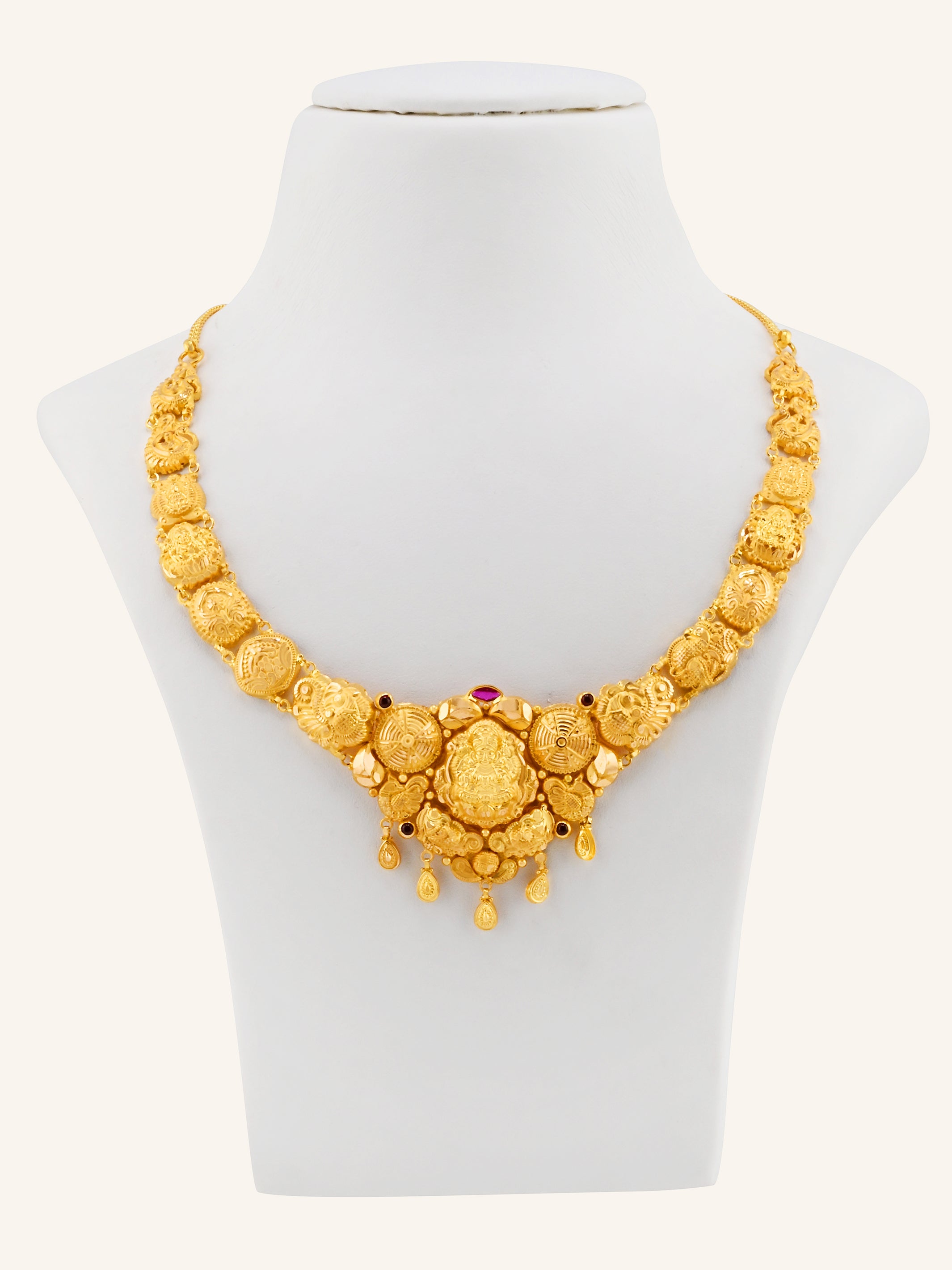 22ct Gold CZ Laxmiji Necklace Only