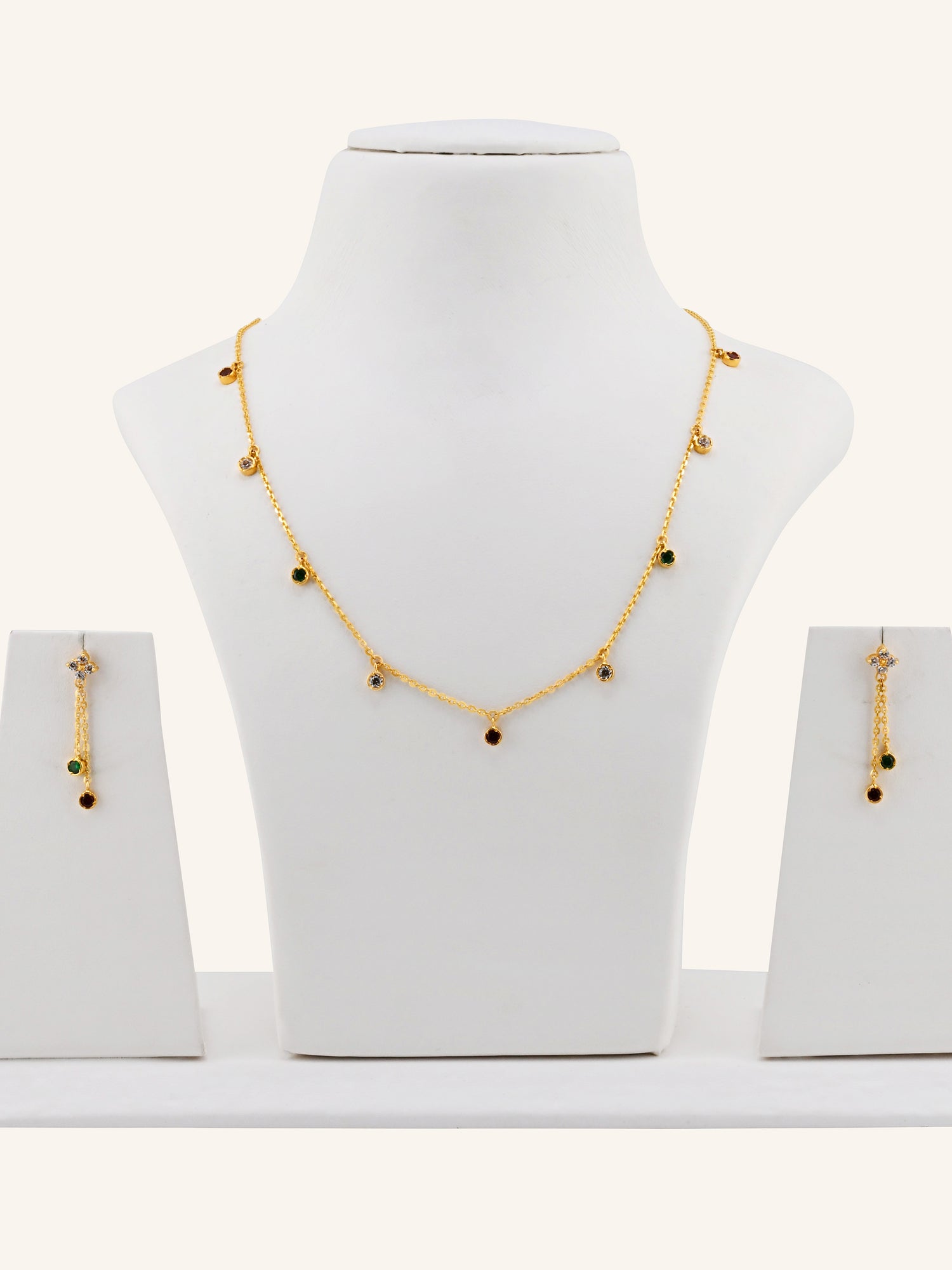22ct Gold Multi CZ Necklace Set