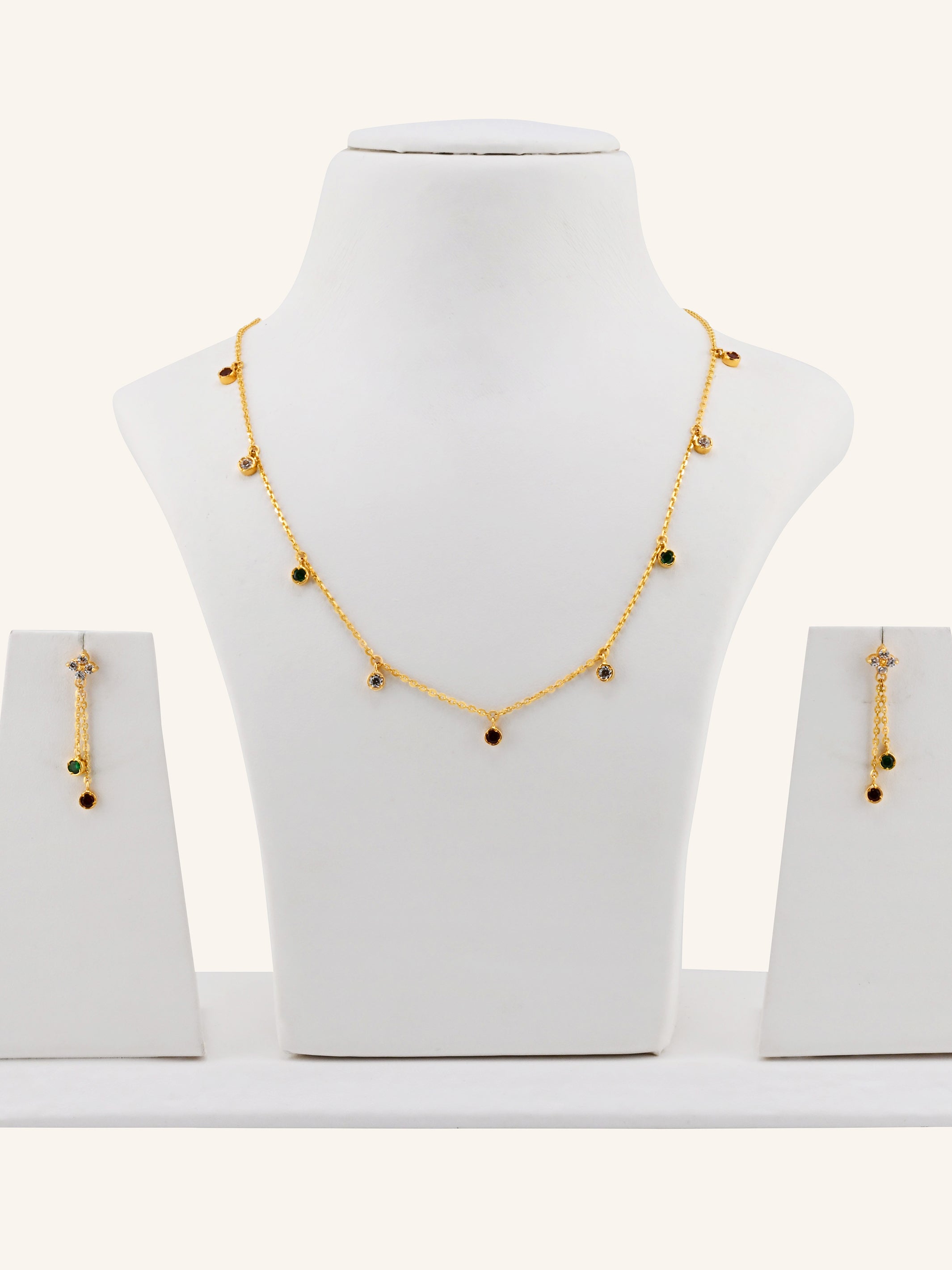 22ct Gold Multi CZ Necklace Set