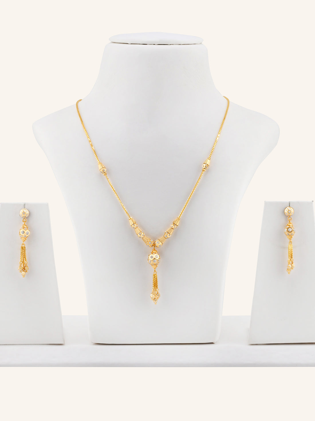 22ct Gold Two-Tone Ball Necklace Set