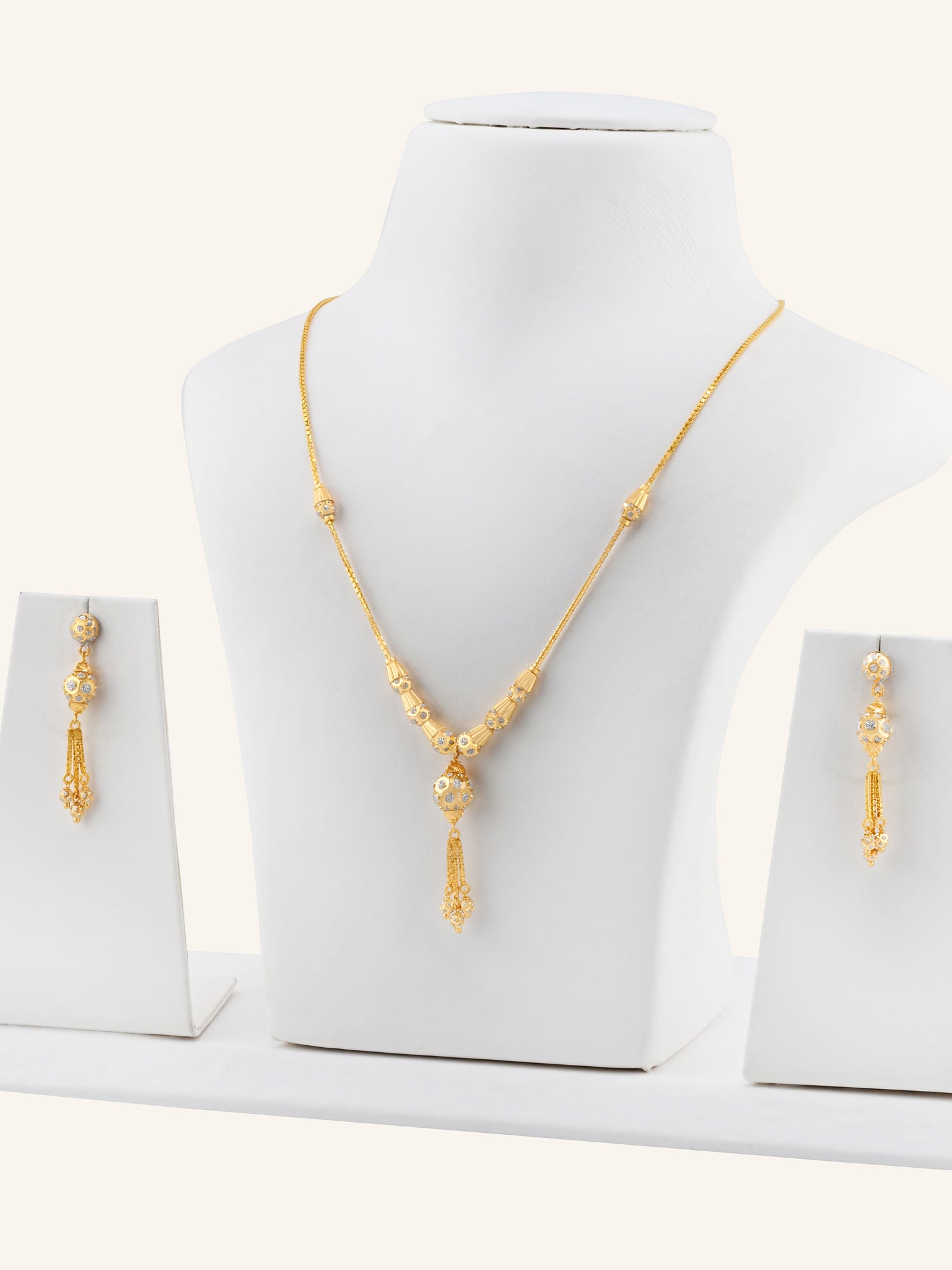 22ct Gold Two-Tone Ball Necklace Set