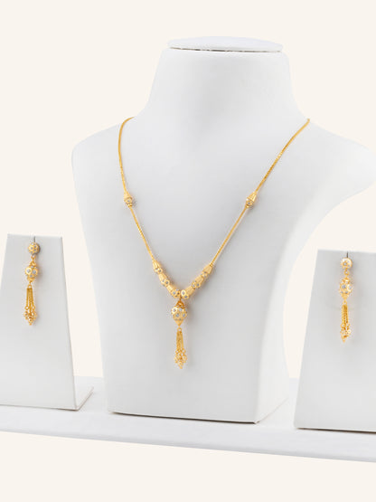 22ct Gold Two-Tone Ball Necklace Set