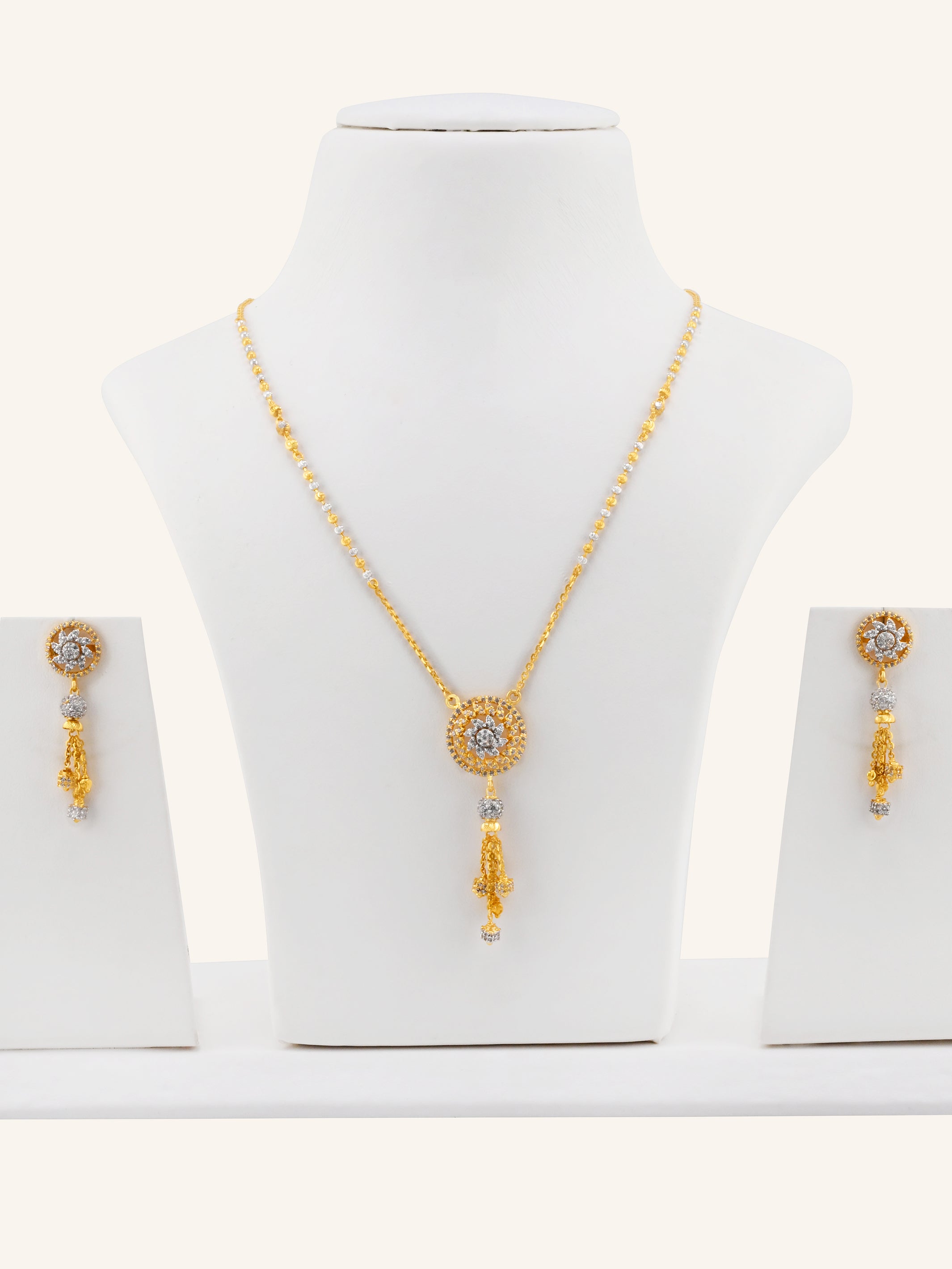 22ct Gold CZ Necklace Set