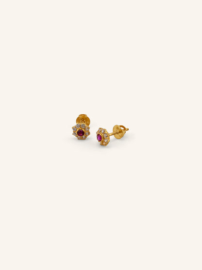 22ct Gold Pink CZ Stud Earrings