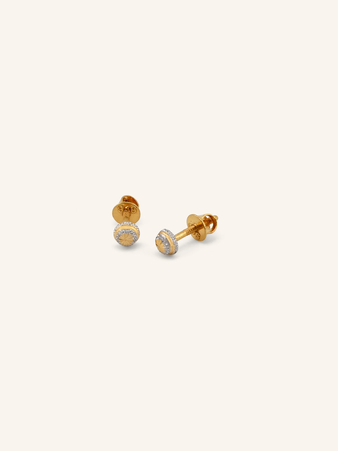 22ct Gold Two Tone Tops Earrings