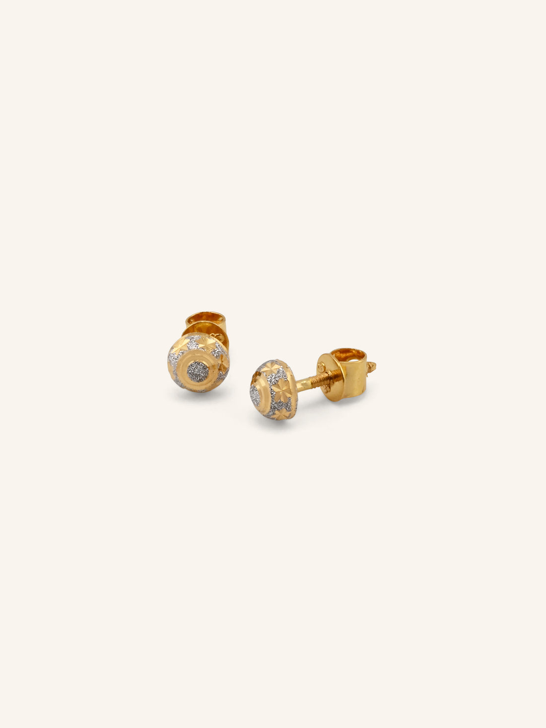 22ct Gold Two Tone Tops Earrings