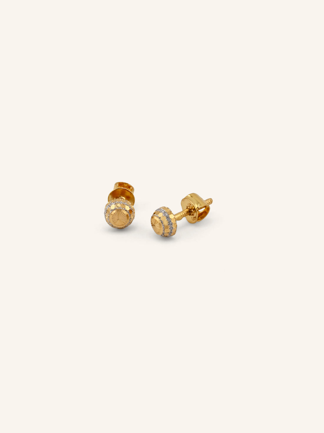 22ct Gold Two Tone Tops Earrings