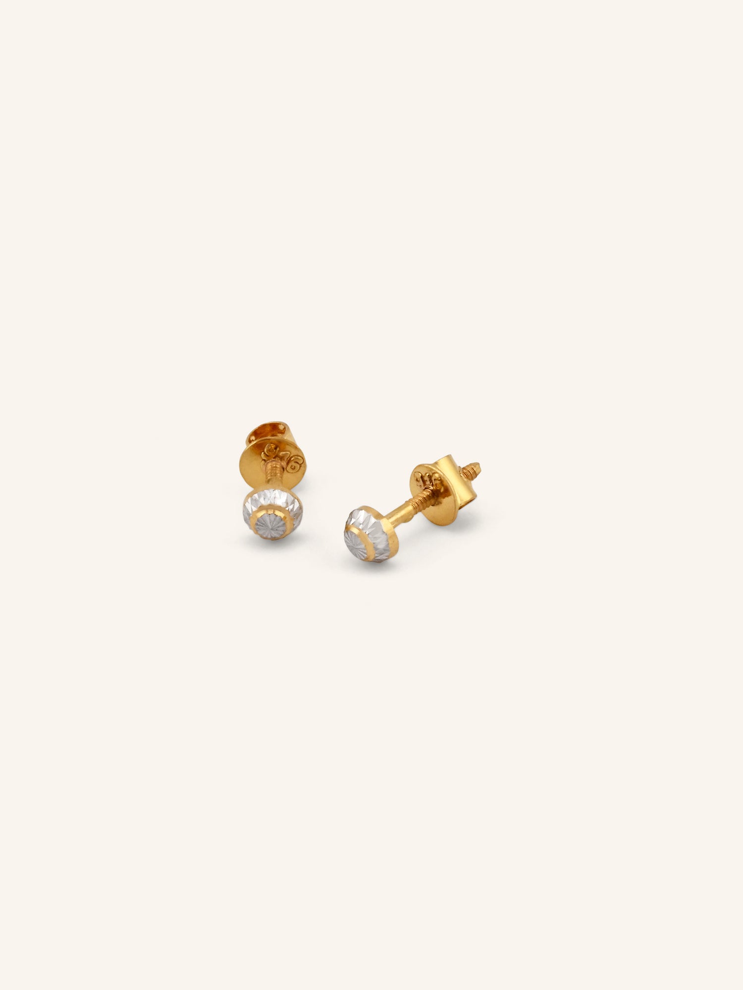 22ct Gold Two Tone Tops Earrings