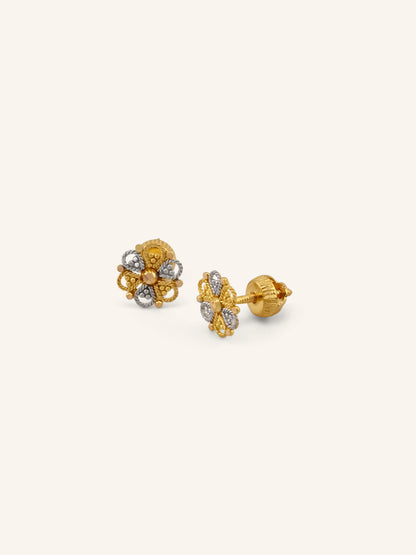 22ct Gold Two Tone Tops Earrings