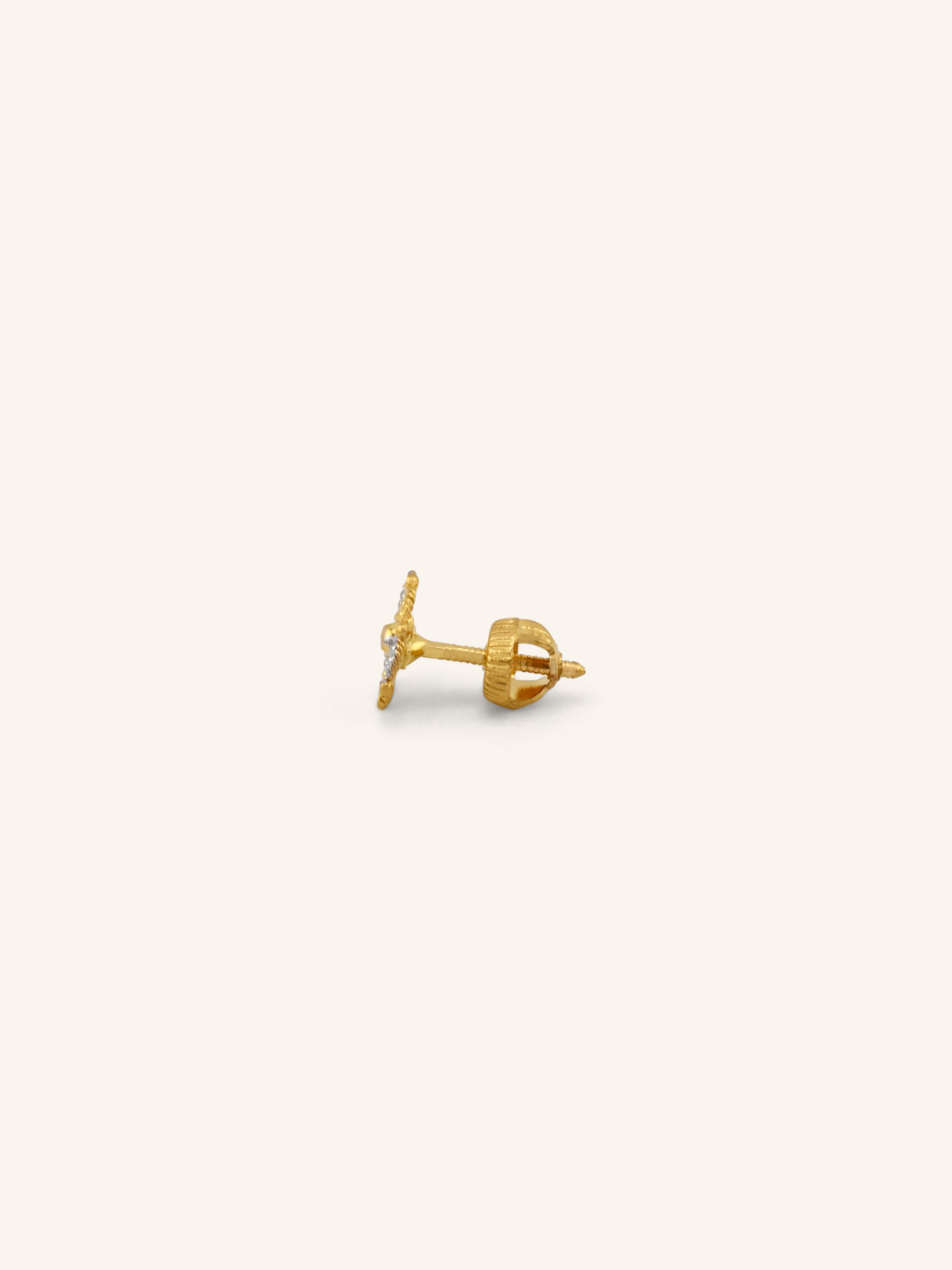 22ct Gold Two Tone Tops Earrings