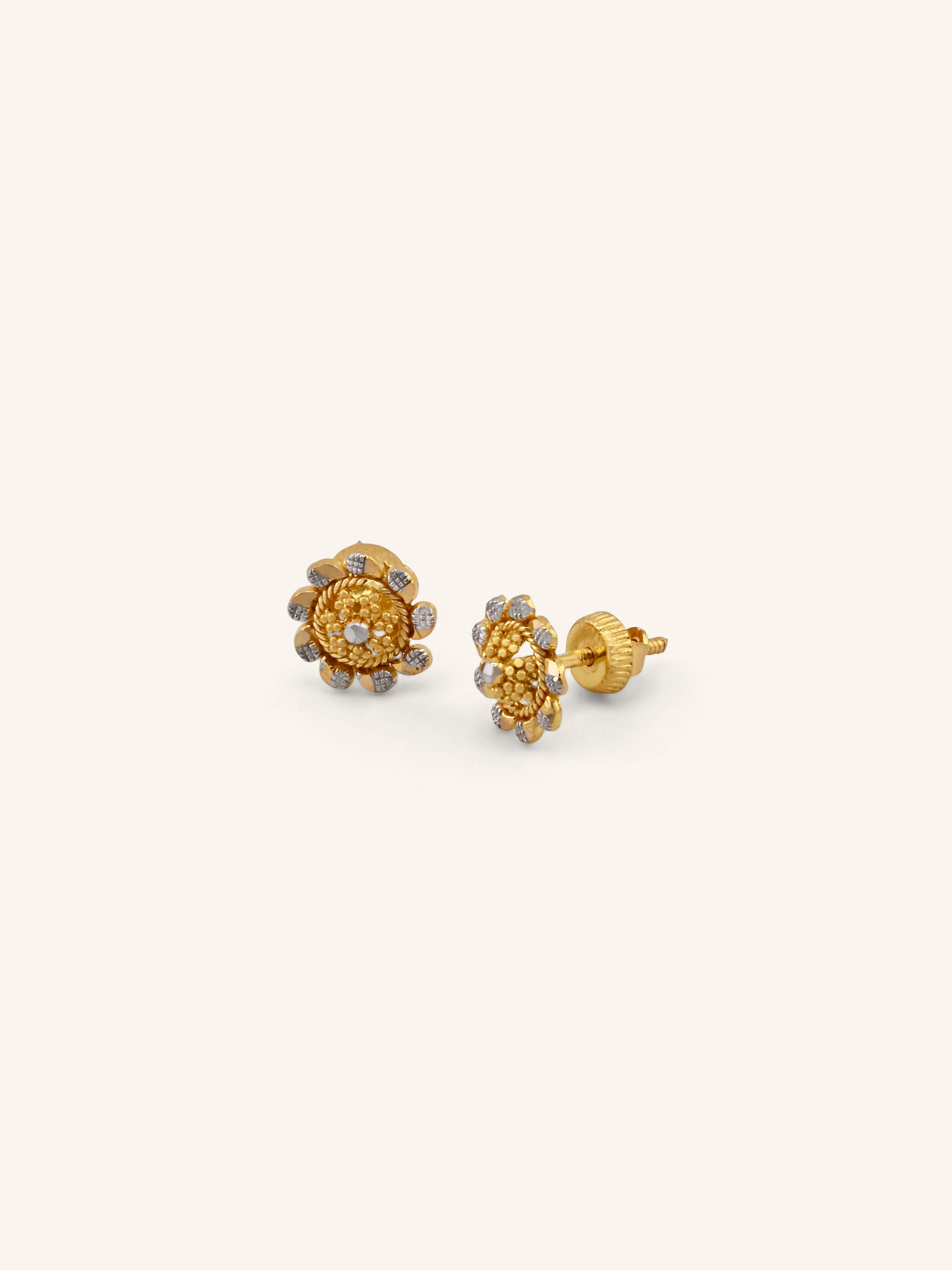 22ct Gold Two Tone Tops Earrings