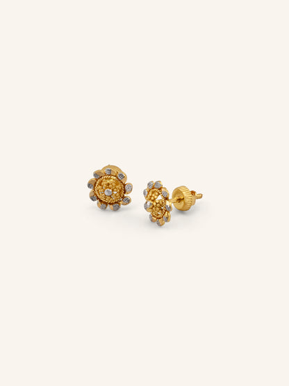 22ct Gold Two Tone Tops Earrings