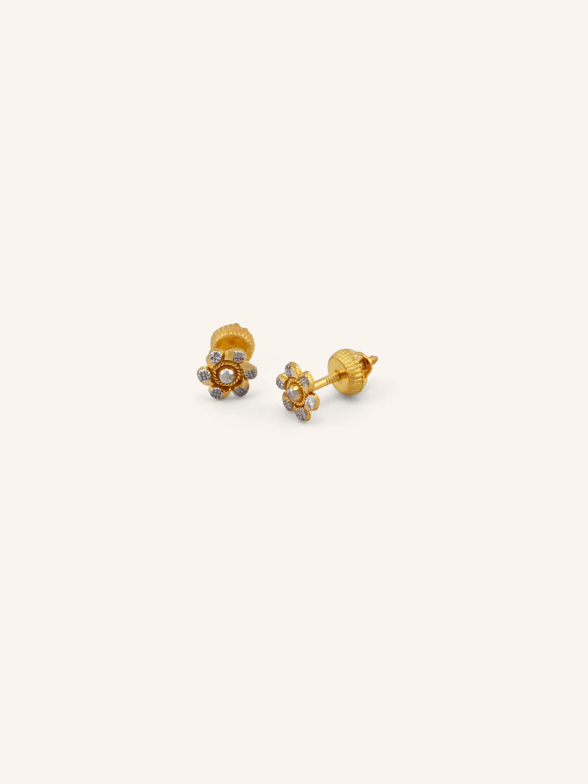 22ct Gold Two Tone Tops Earrings
