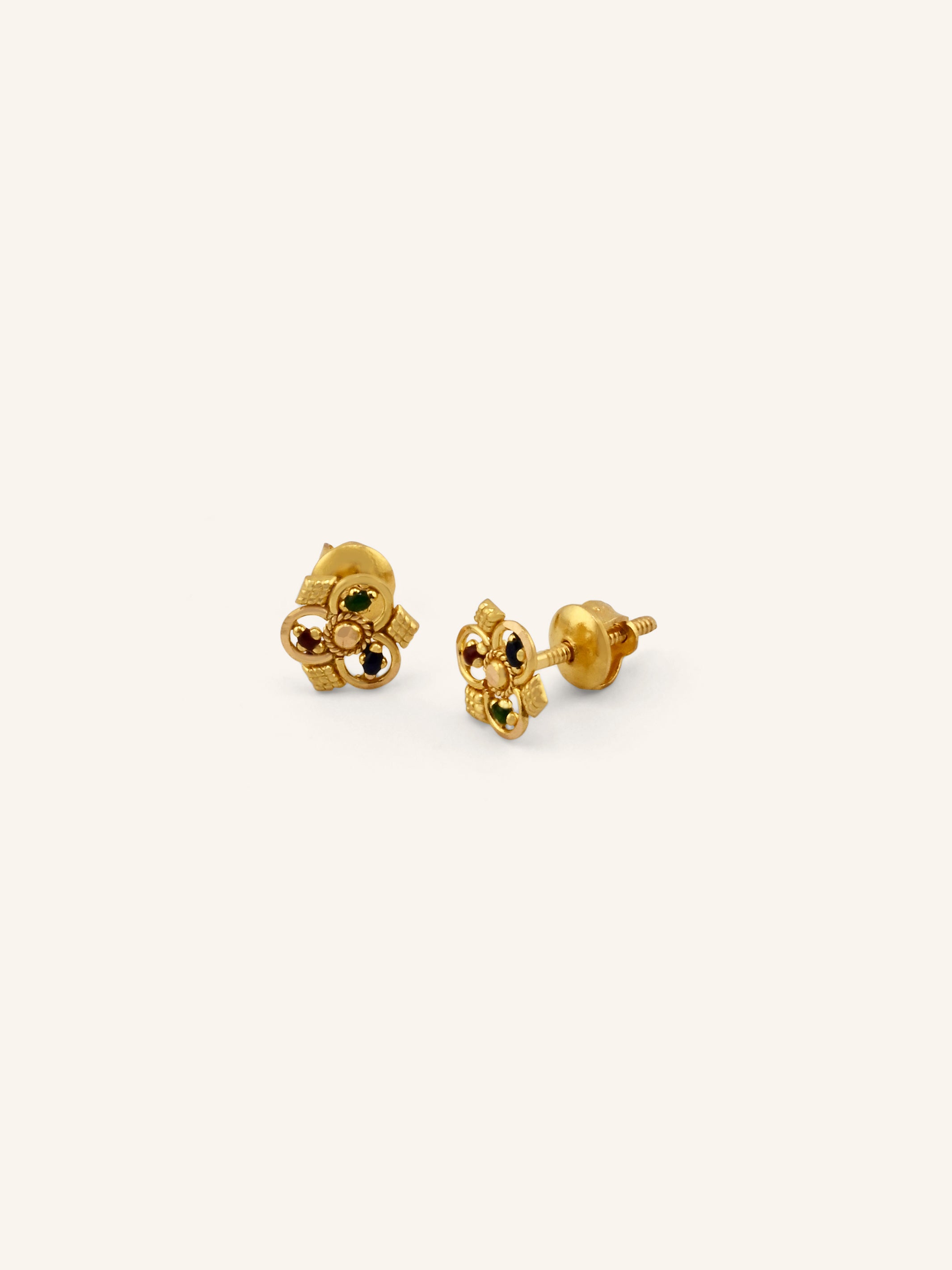 22ct Gold Meenakari Stud Earrings