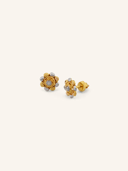 22ct Gold Two Tone Tops Earrings