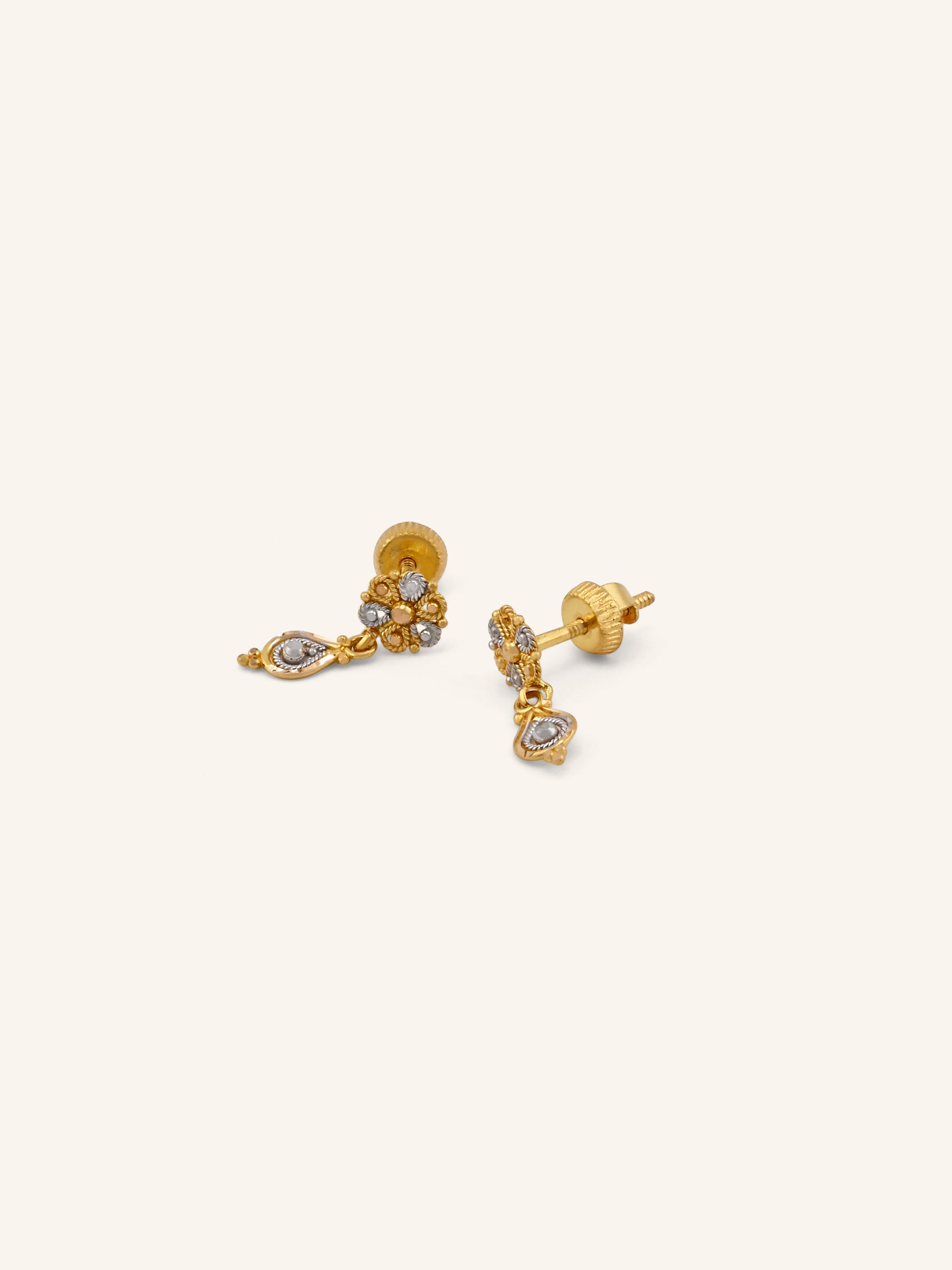 22ct Gold Two Tone Earrings
