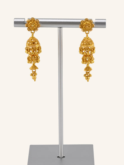 22ct Gold Two-Layer Jhumka Earrings