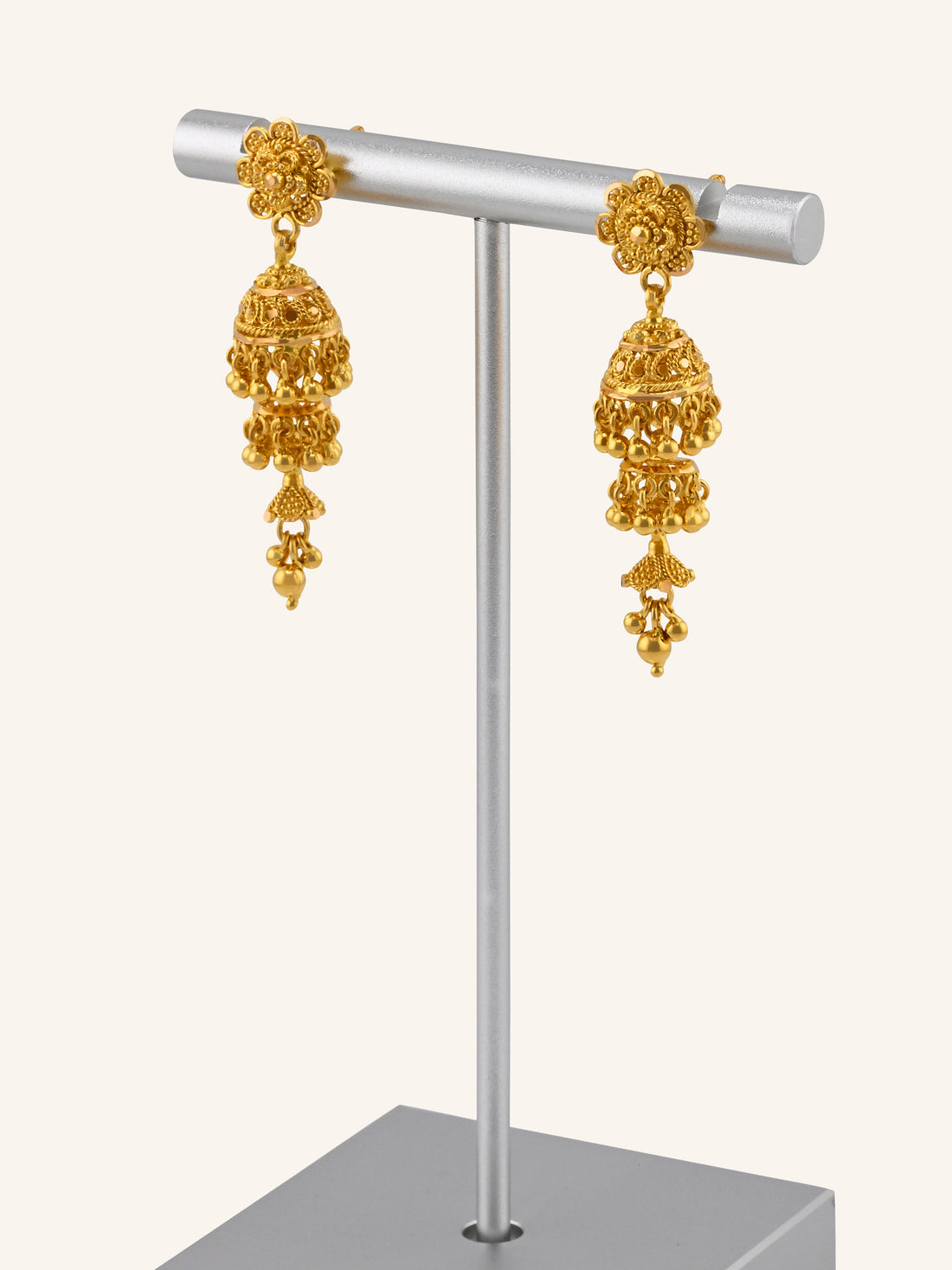 22ct Gold Two-Layer Jhumka Earrings