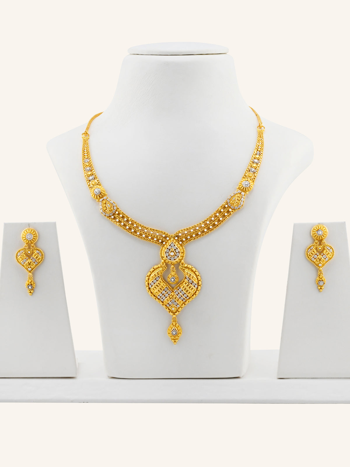 22ct Gold Two-Tone Filigree Necklace Set