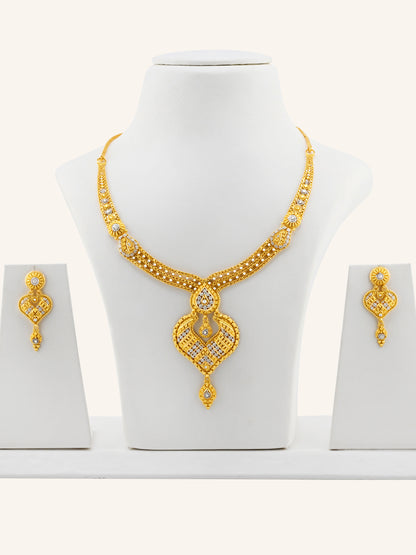 22ct Gold Two-Tone Filigree Necklace Set