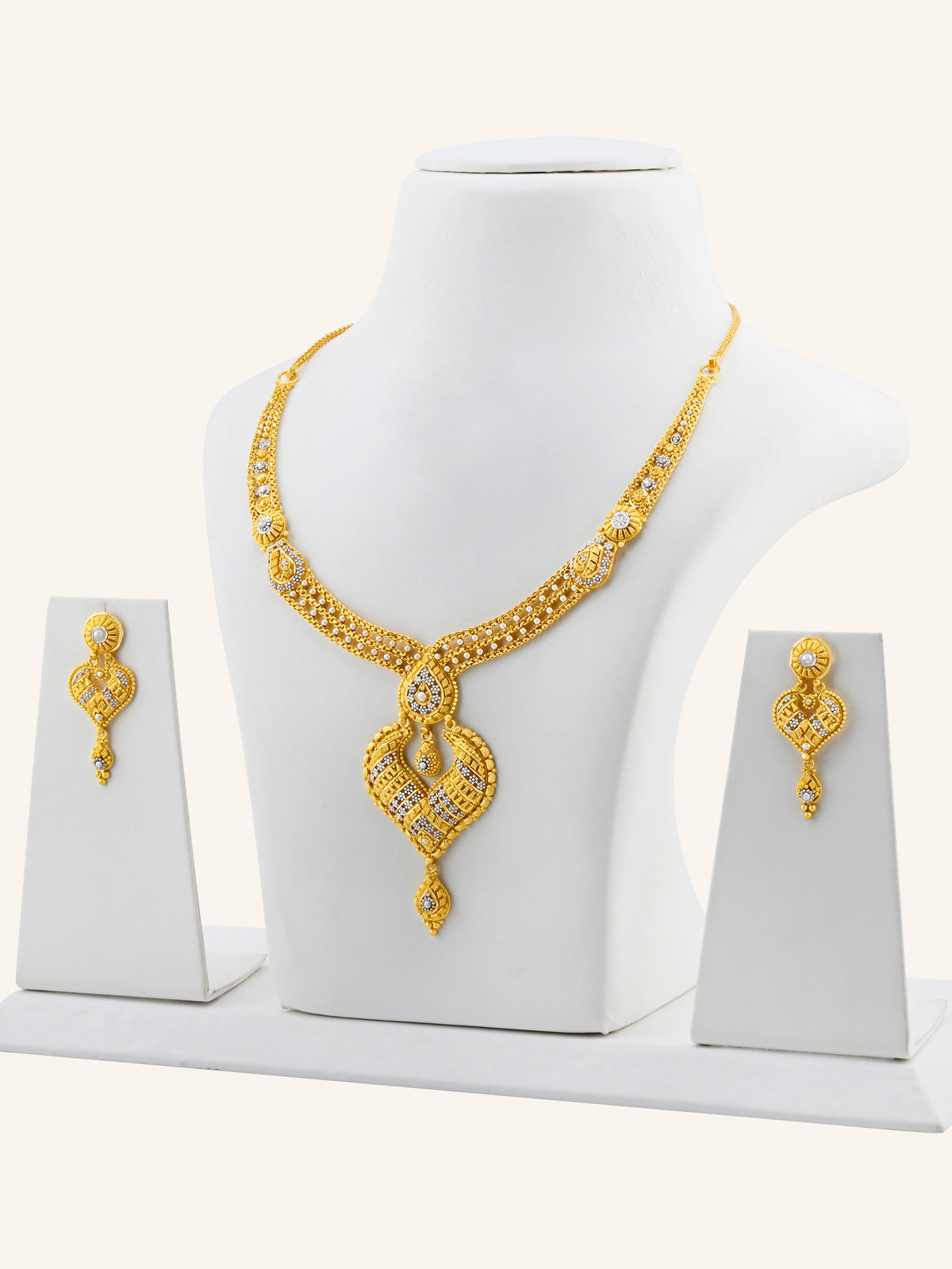 22ct Gold Two-Tone Filigree Necklace Set