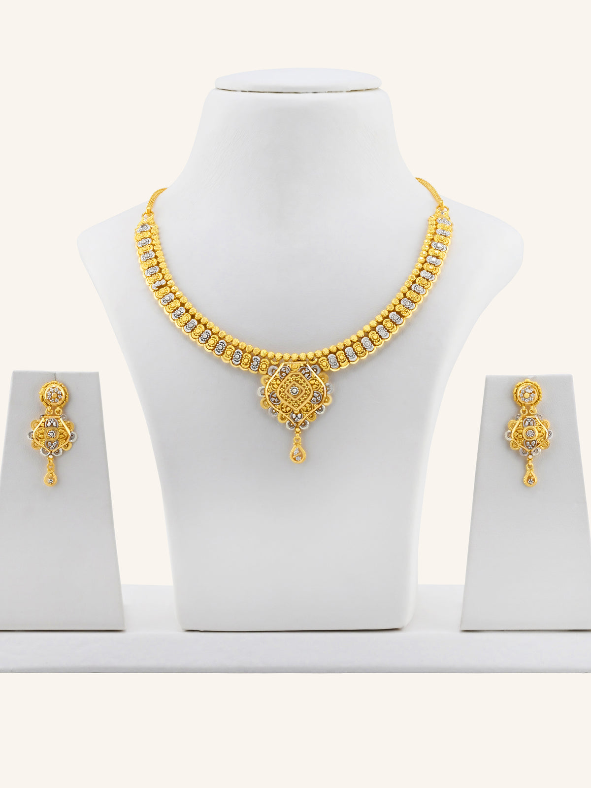 22ct Gold Two-Tone Filigree Necklace Set