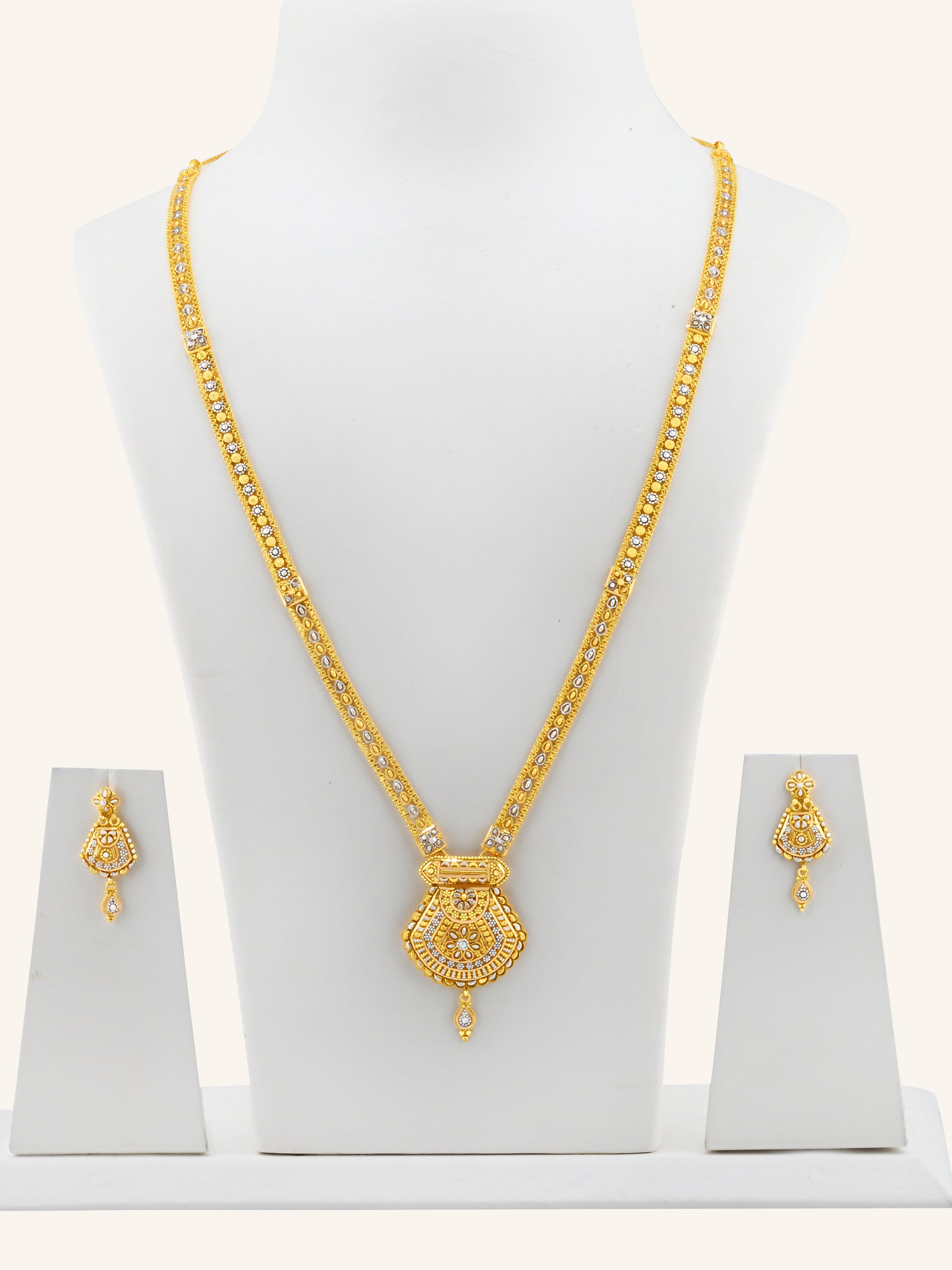 22ct Gold Two Tone Long Necklace Set