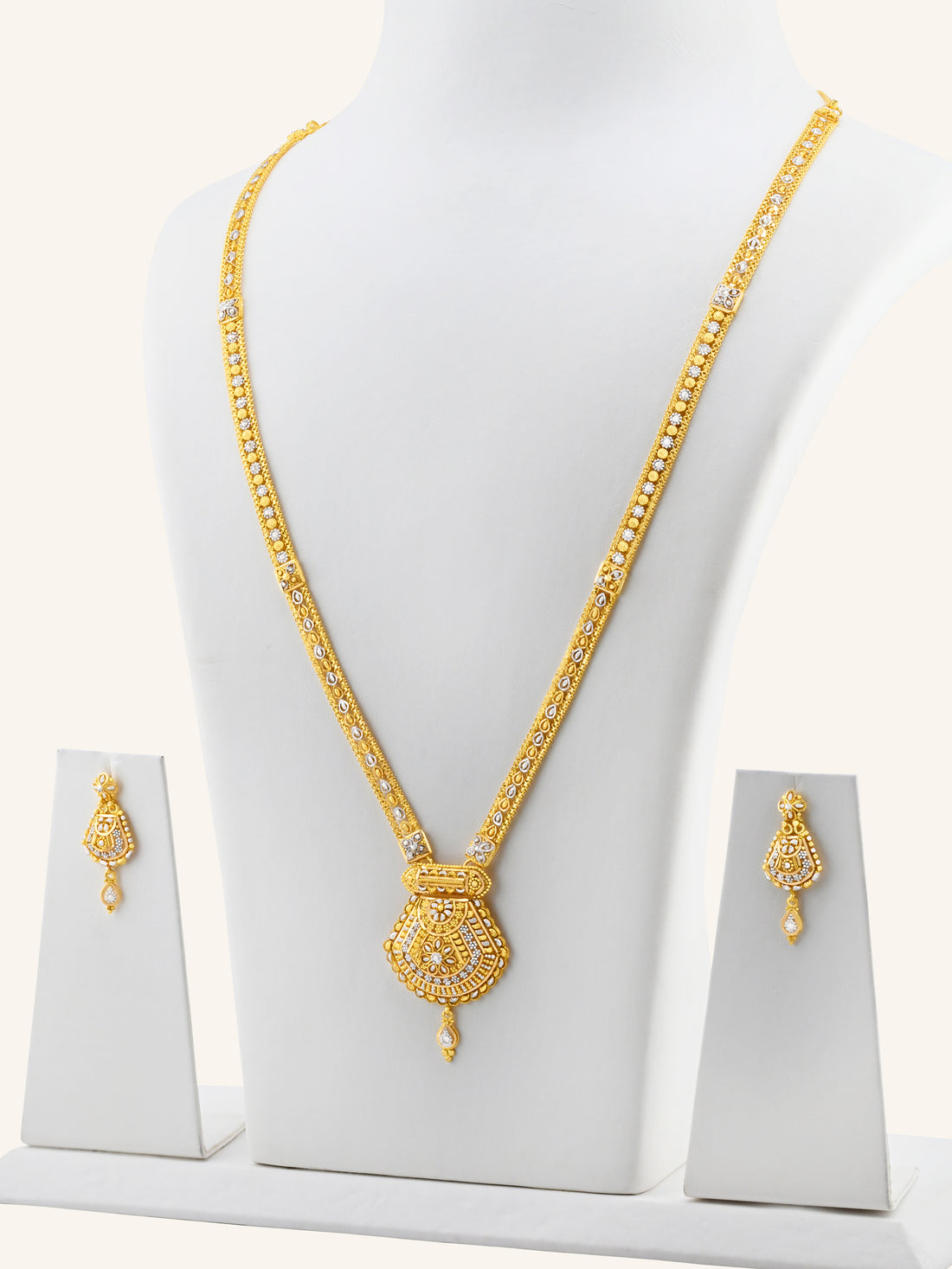 22ct Gold Two Tone Long Necklace Set