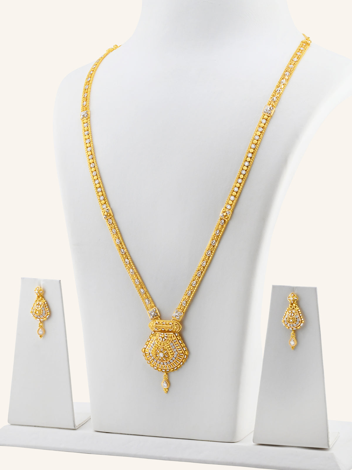 22ct Gold Two Tone Long Necklace Set