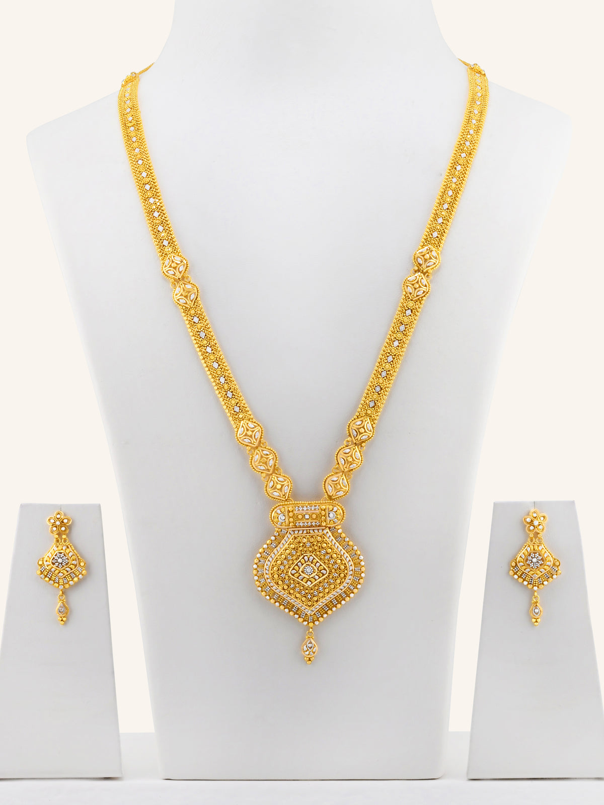 22ct Gold Two Tone Long Necklace Set