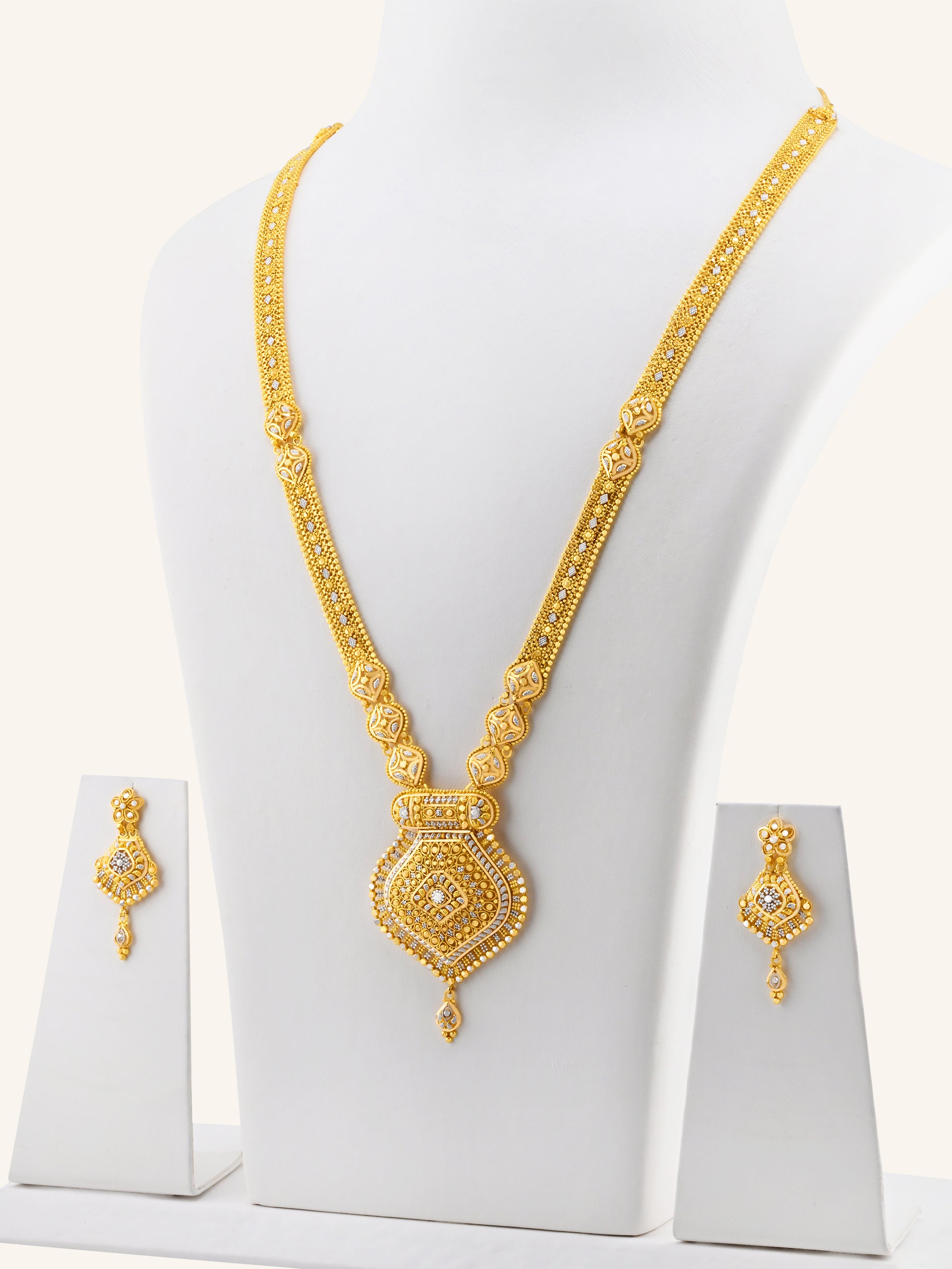 22ct Gold Two Tone Long Necklace Set