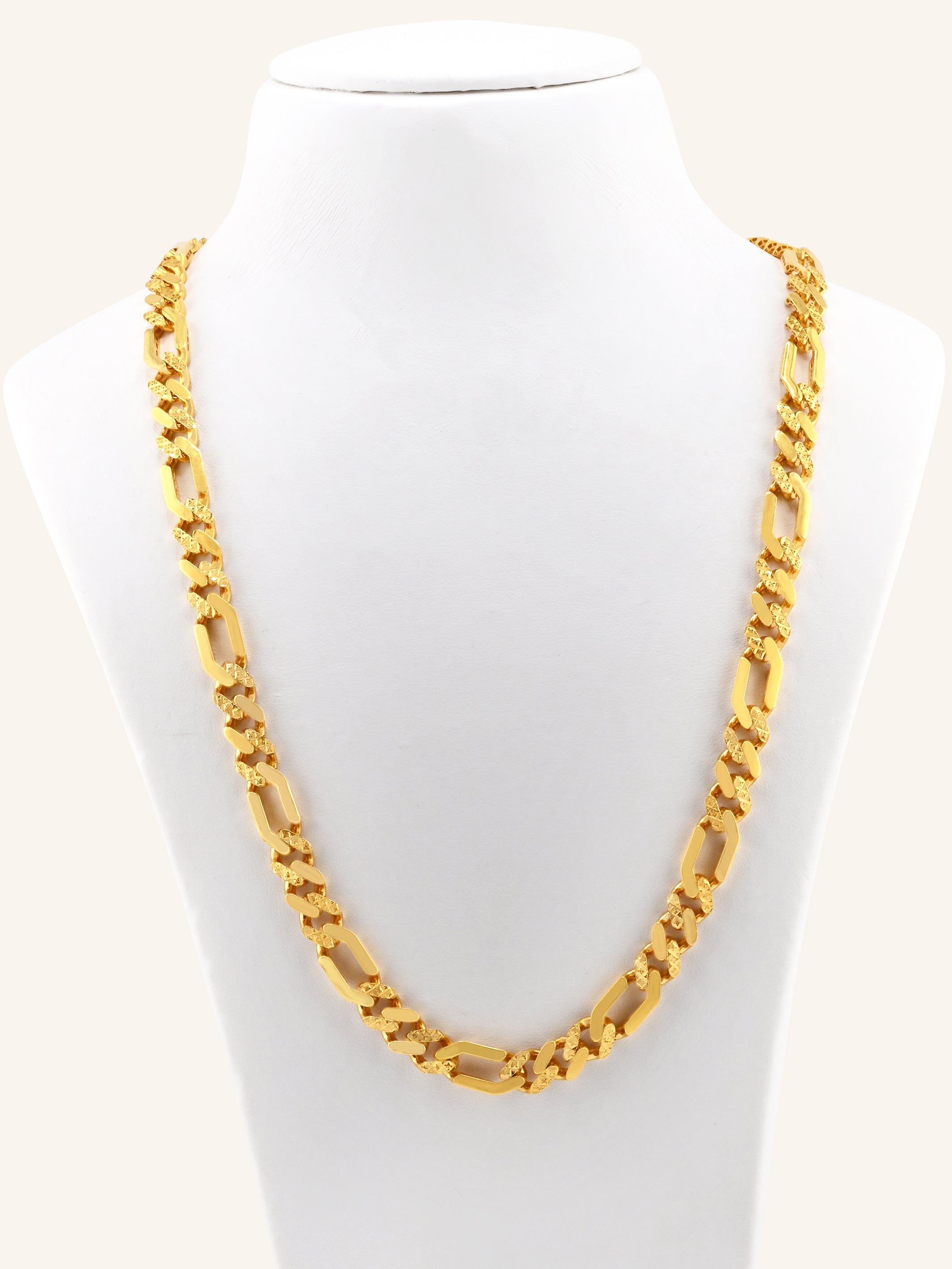 22ct Gold Hollow Figaro Chain - 55 cm