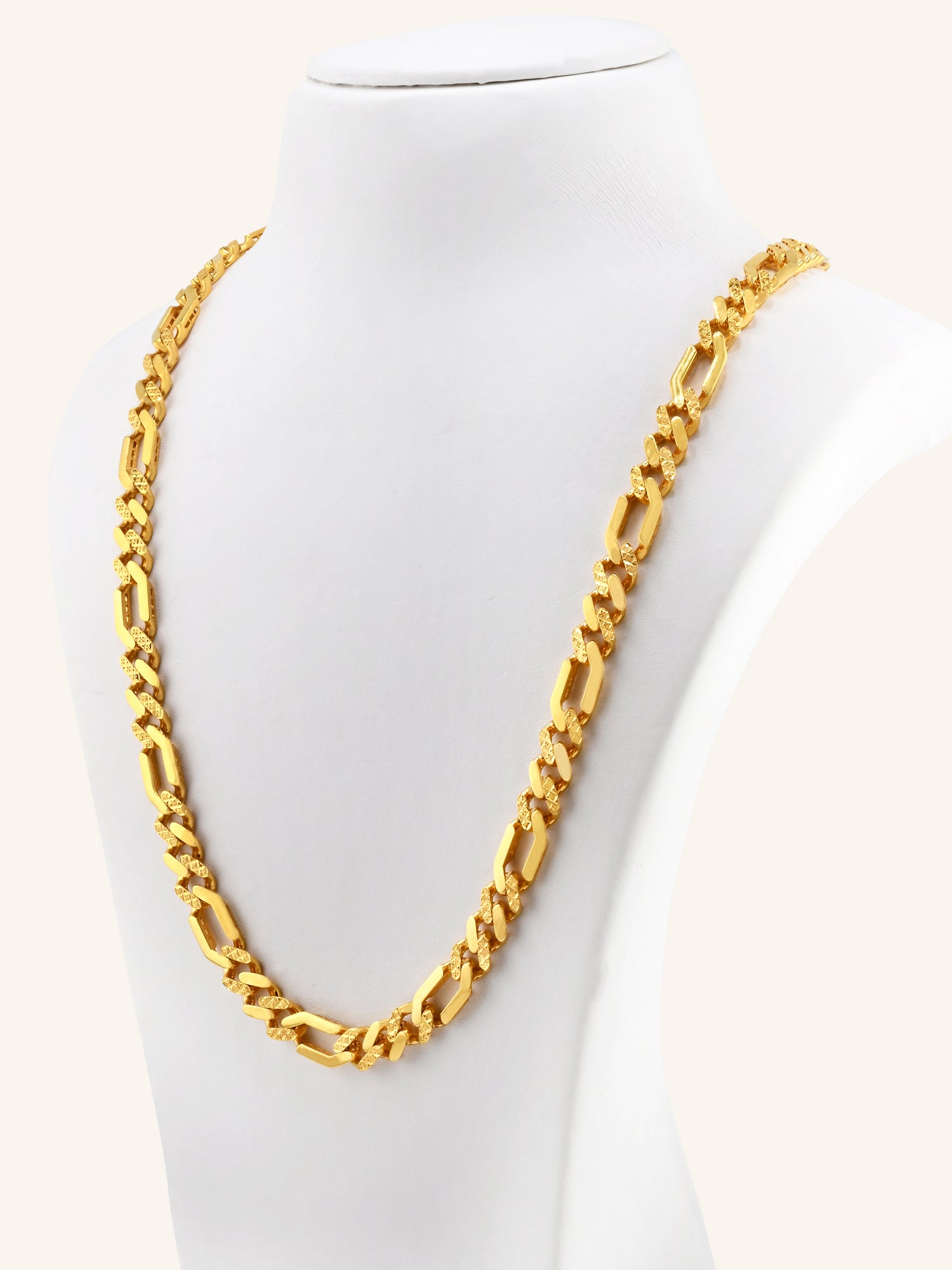 22ct Gold Hollow Figaro Chain - 55 cm