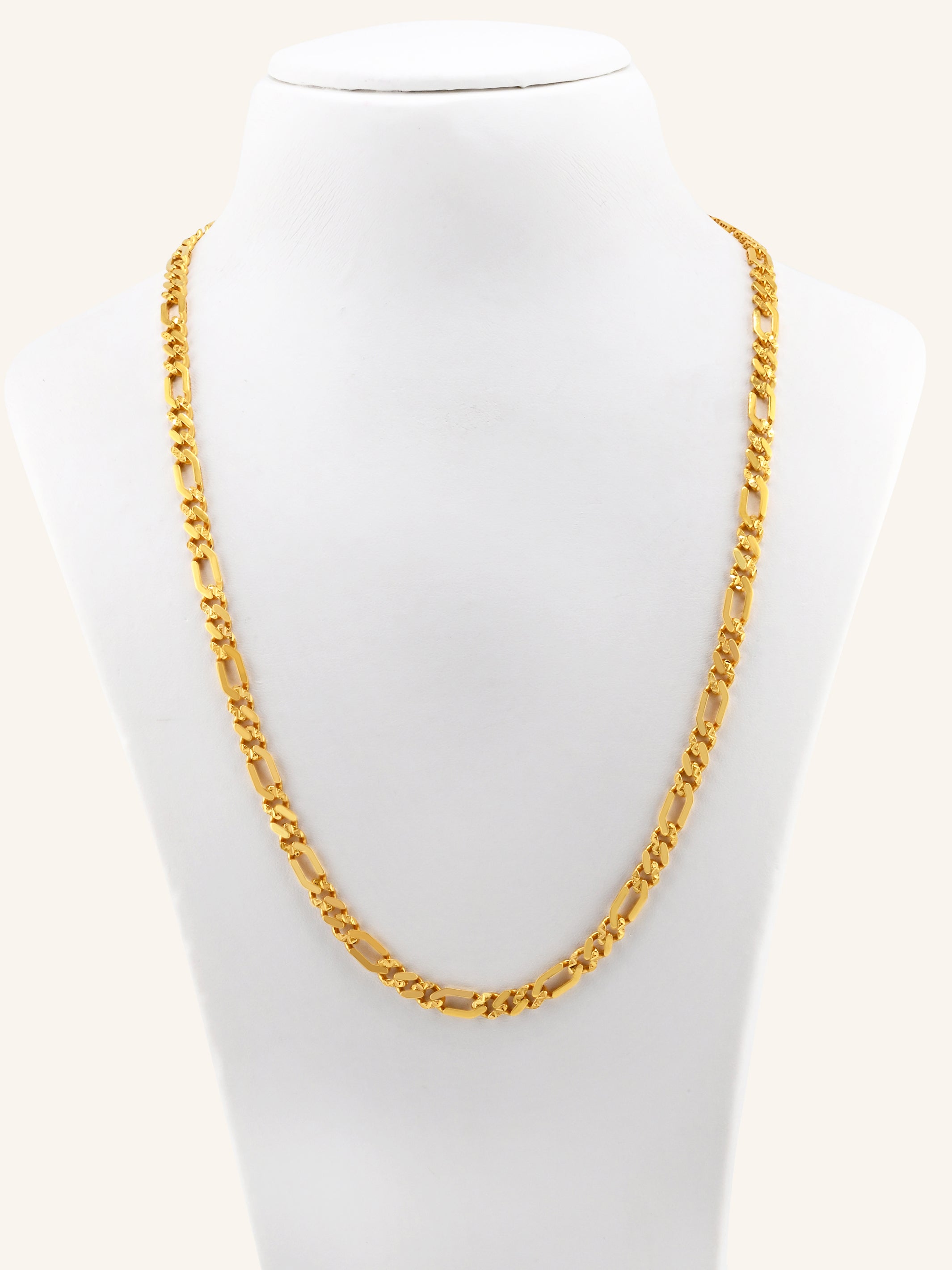 22ct Gold Hollow Figaro Chain - 55 cm