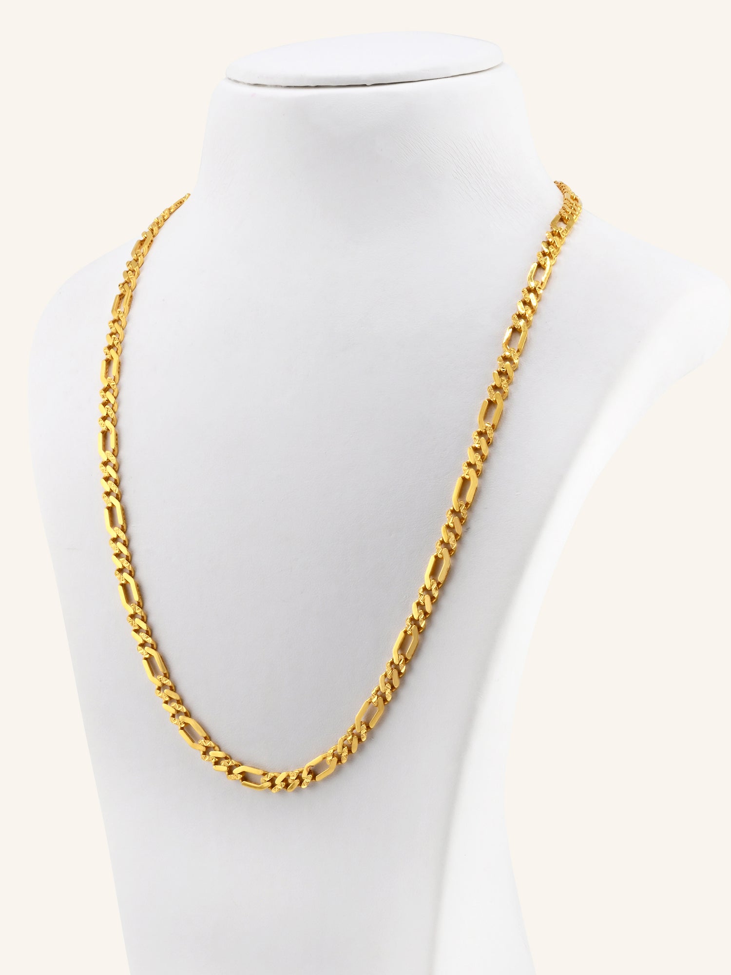 22ct Gold Hollow Figaro Chain - 55 cm