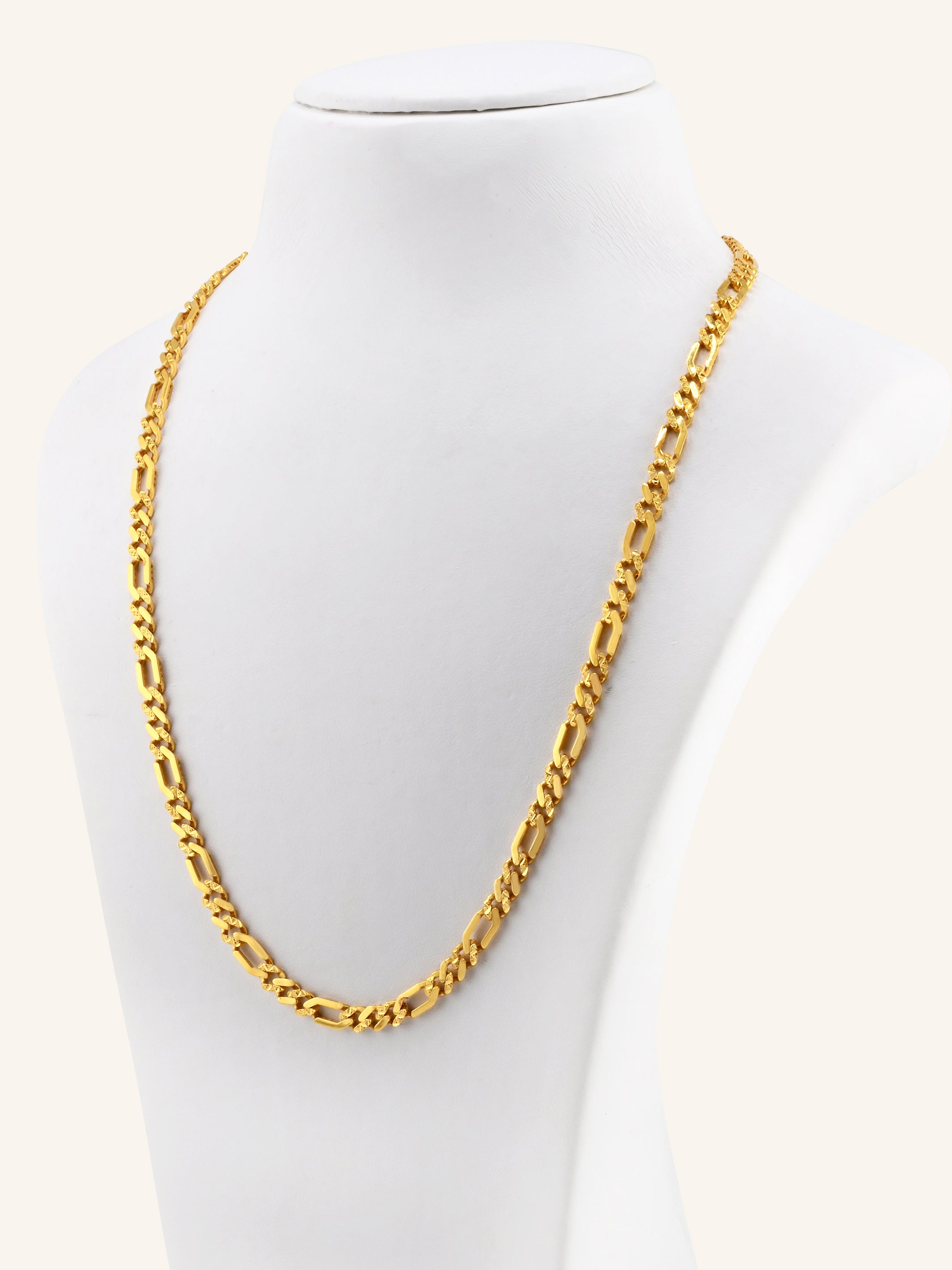 22ct Gold Hollow Figaro Chain - 50 cm