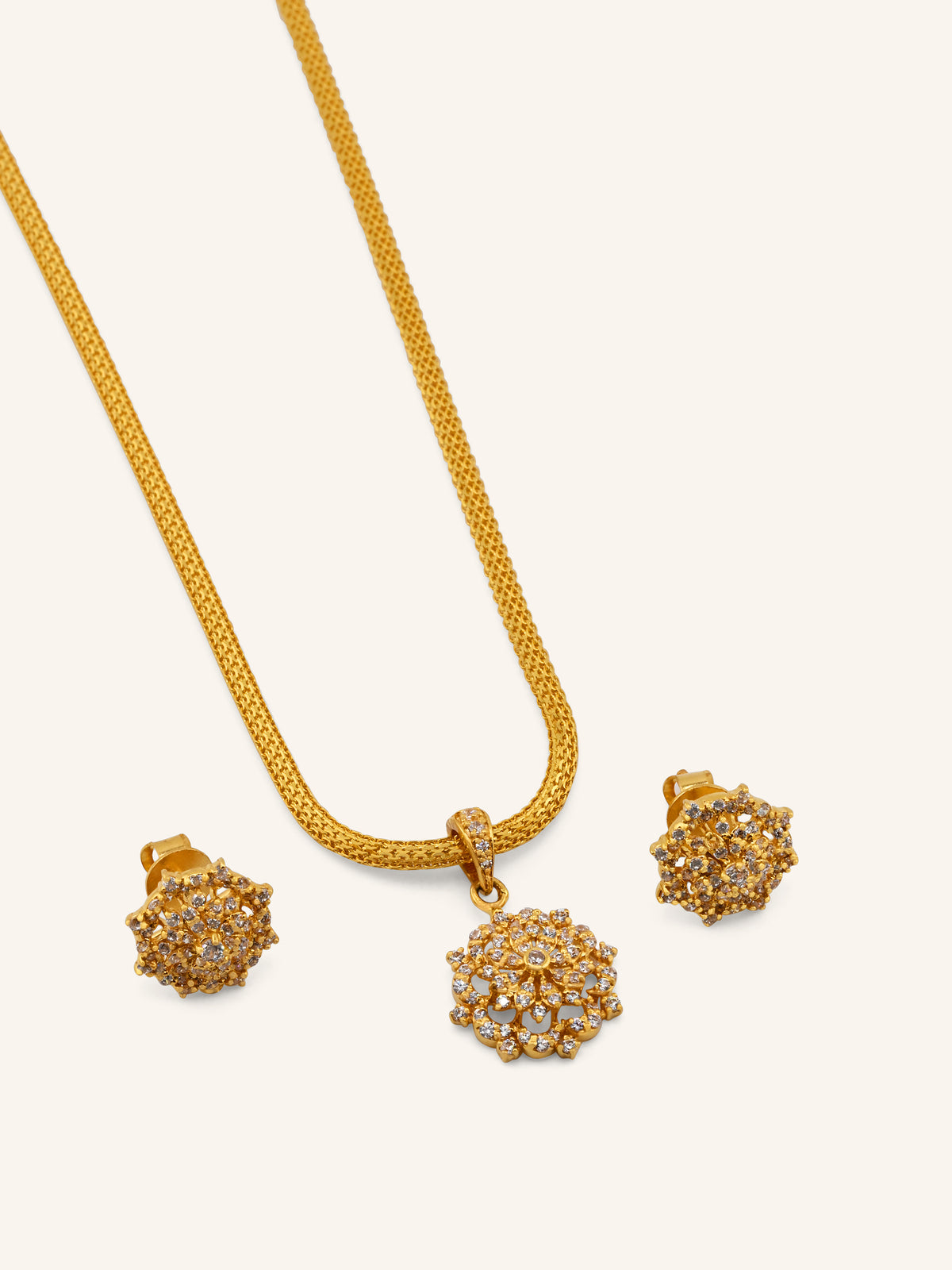 22ct Gold CZ Pendant Set