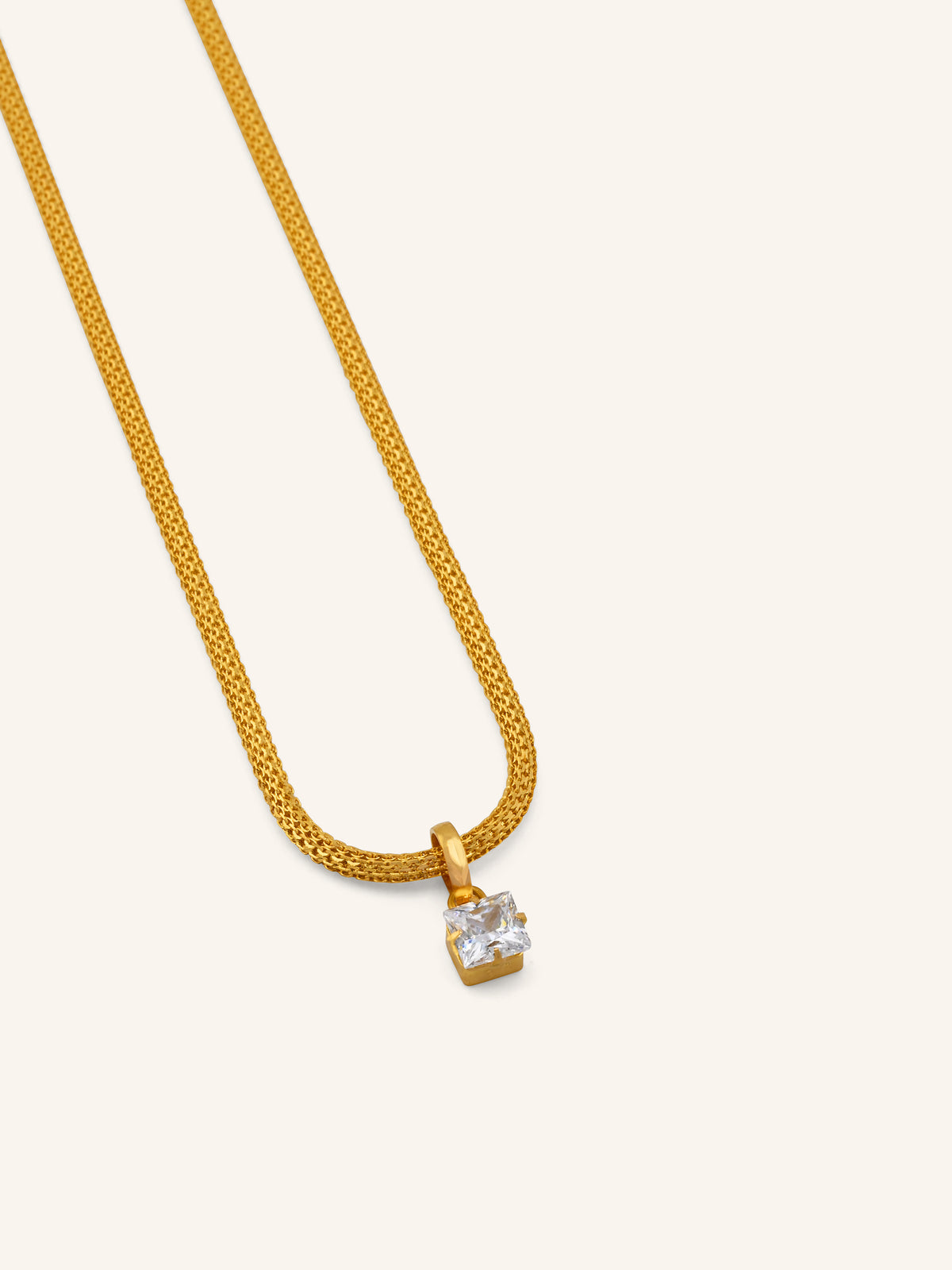 22ct Gold CZ Square Pendant Set