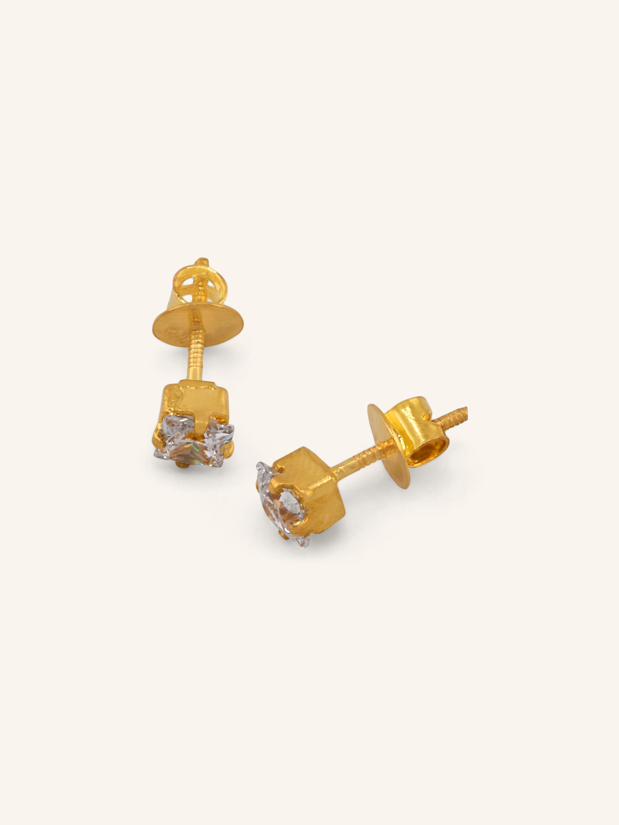 22ct Gold CZ Square Pendant Set