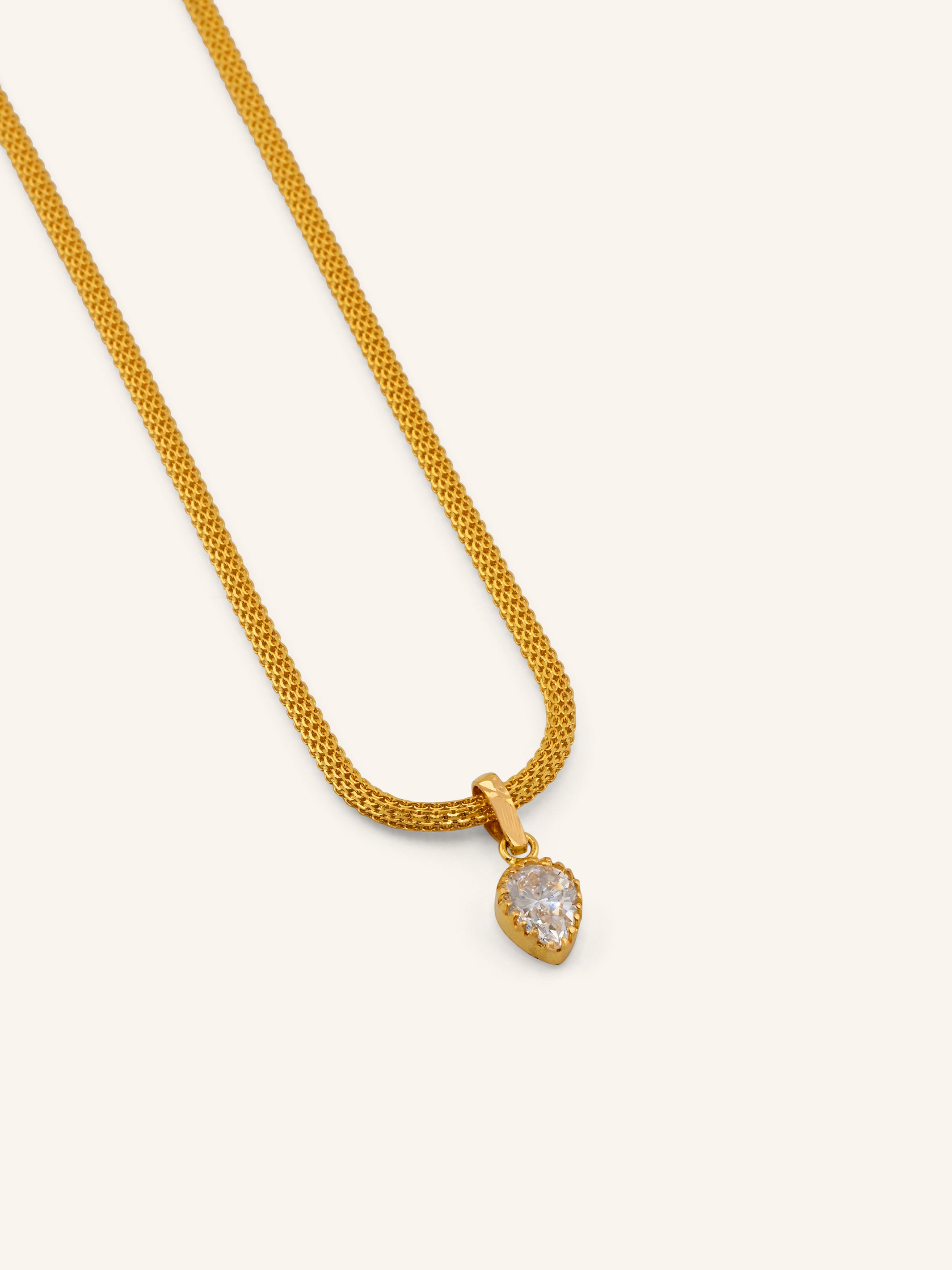 22ct Gold CZ Teardrop Pendant Set