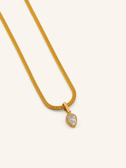 22ct Gold CZ Teardrop Pendant Set