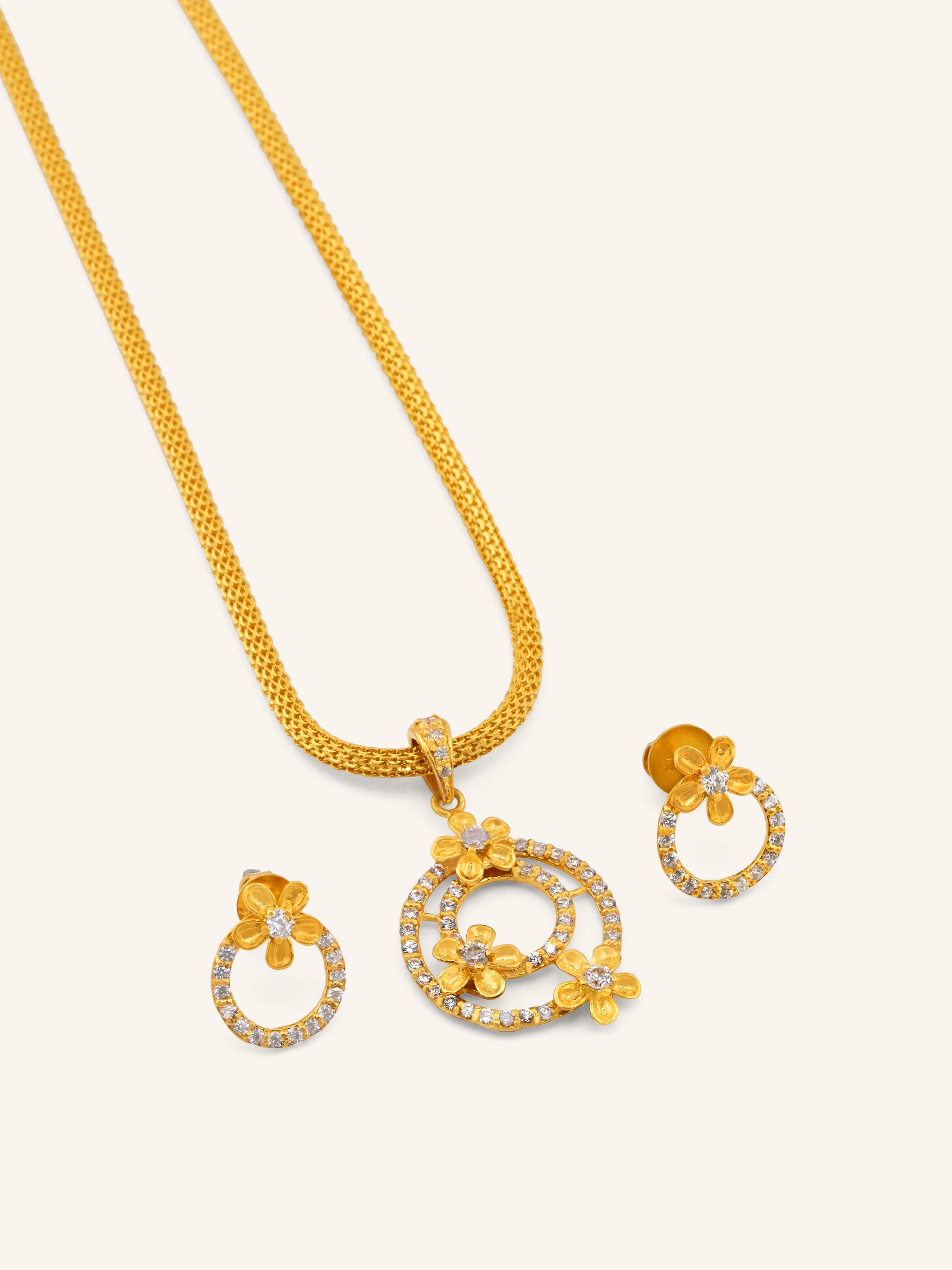 22ct Gold CZ Pendant Set